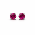 Sterling Silver Red Rhodolite Stone Stud Earrings