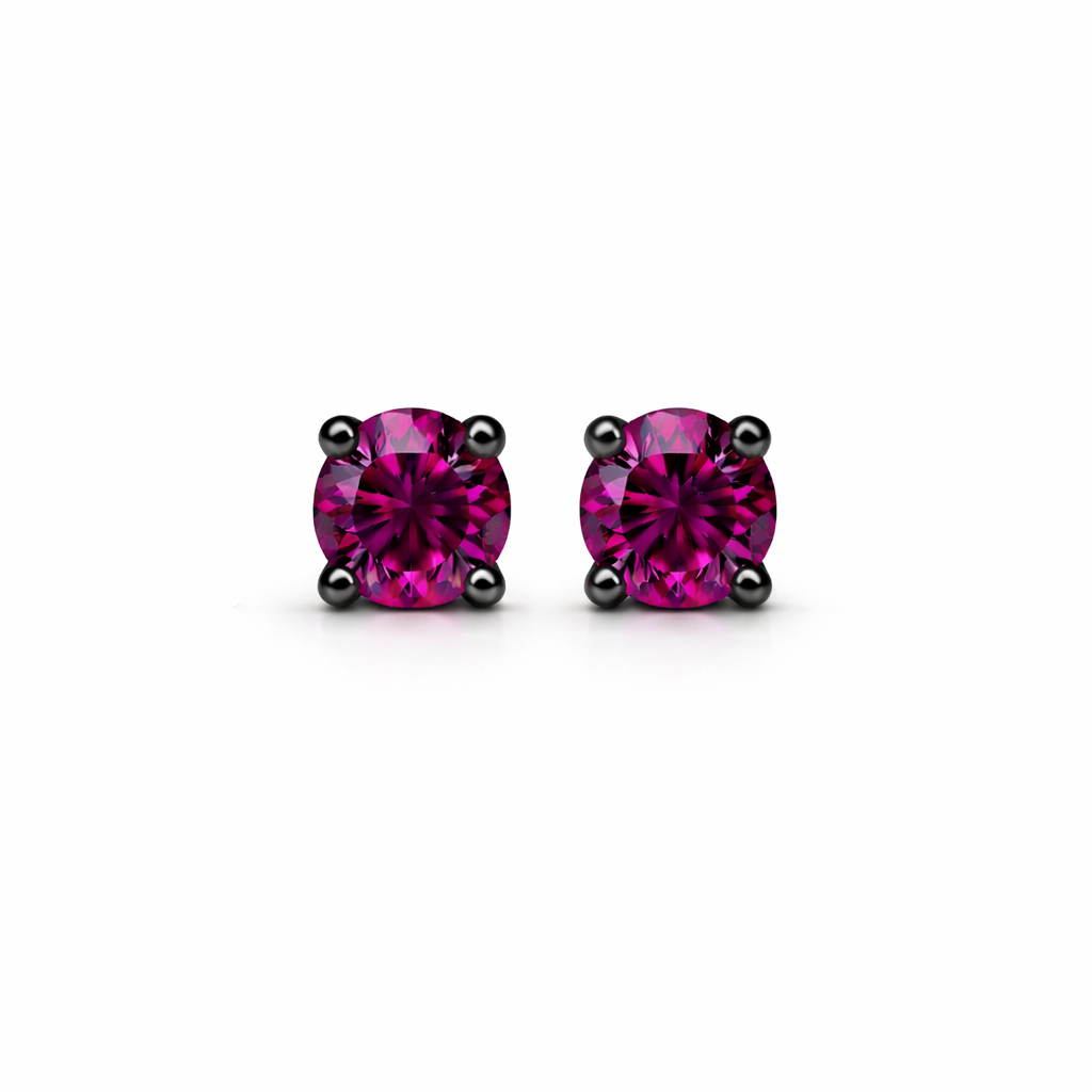 Sterling Silver Red Rhodolite Stone Stud Earrings