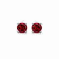 Sterling Silver Red Garnet Stone Stud Earrings