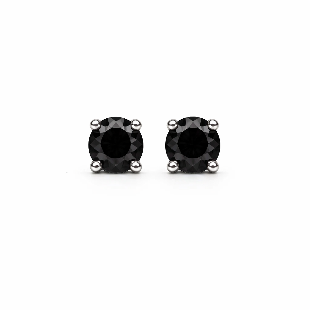 Sterling Silver Black Spaniel Stone Stud Earrings