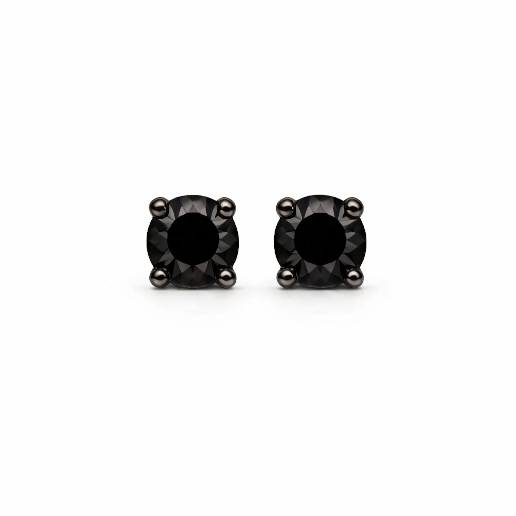 Sterling Silver Black Spaniel Stone Stud Earrings