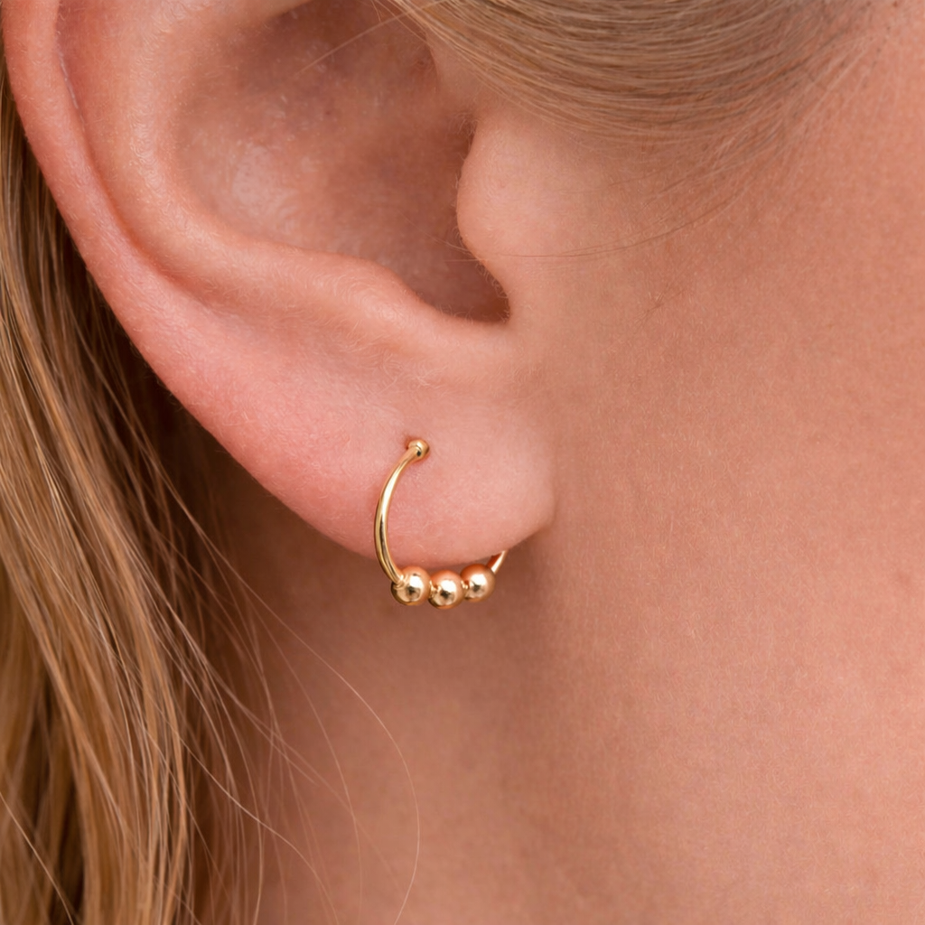 Small Hoop with Beads Earrings