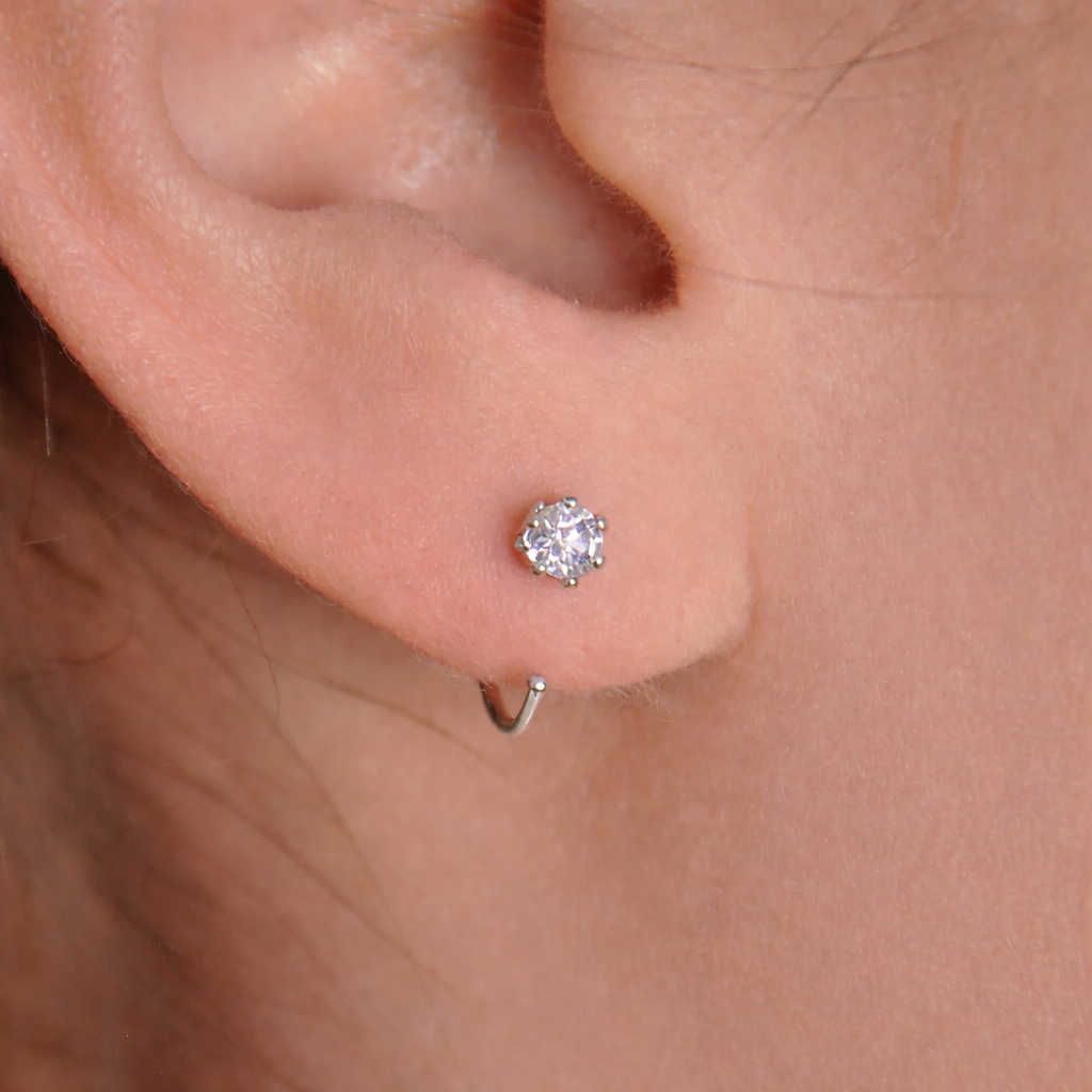 Cubic Zirconia Half Hoop Earrings