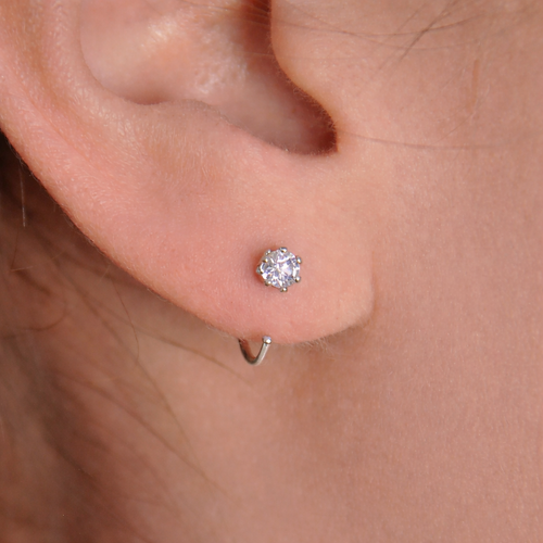 Cubic Zirconia Half Hoop Earrings