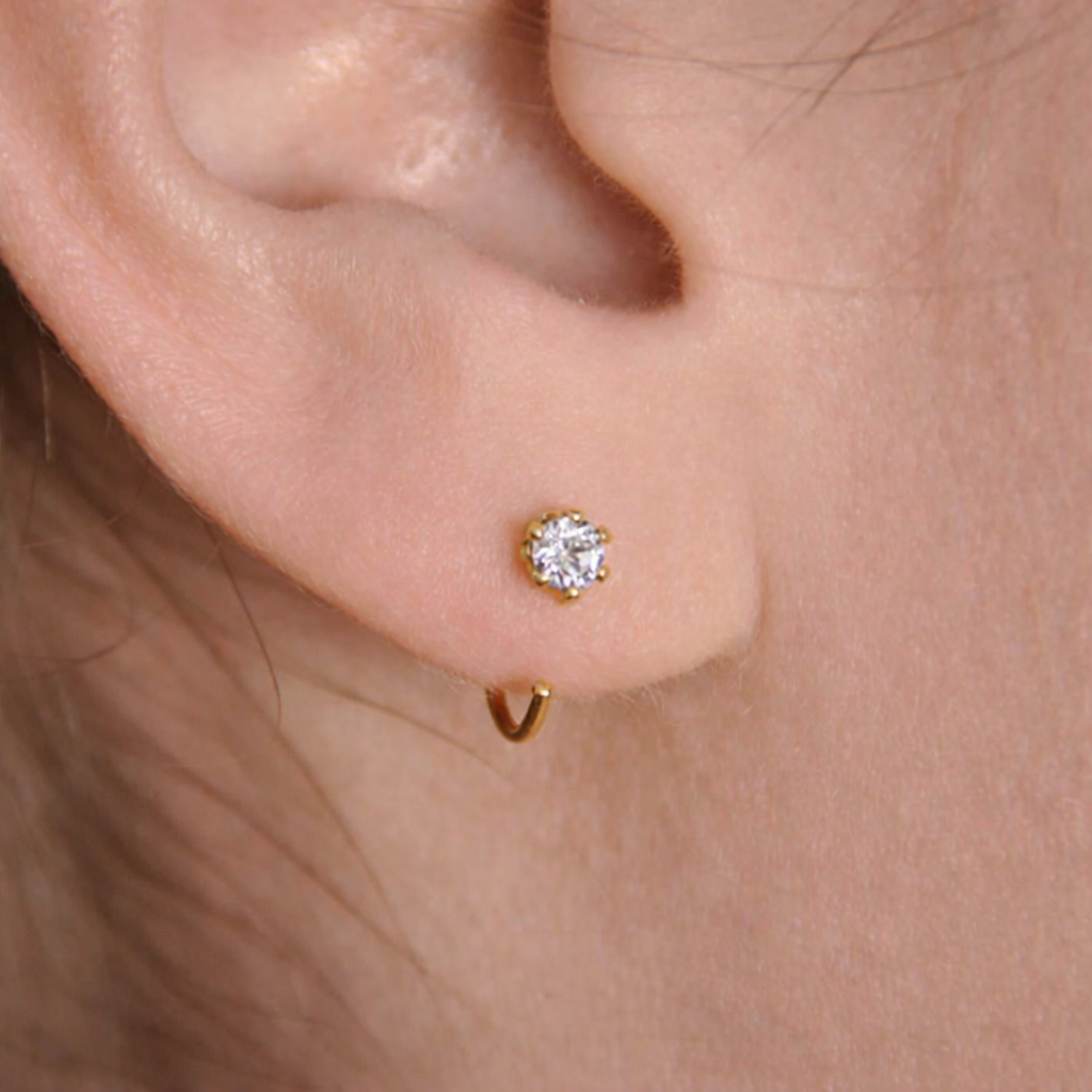 Cubic Zirconia Half Hoop Earrings