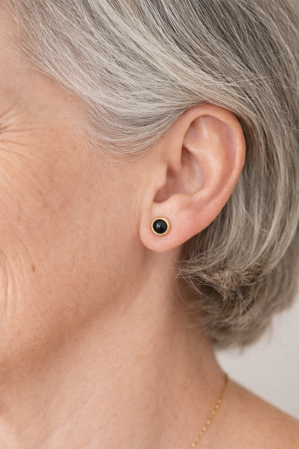 Solid Gold Black Onyx Stud Earrings