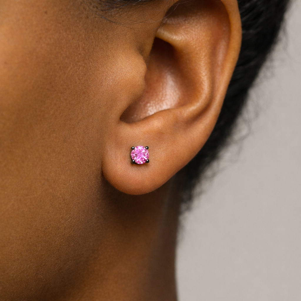 Sterling Silver Ruby Stone Stud Earrings