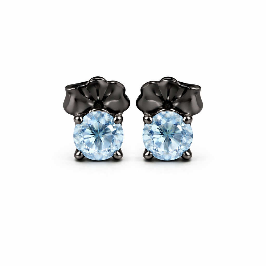 Sterling Silver Swiss Blue Topaz Stone Stud Earrings