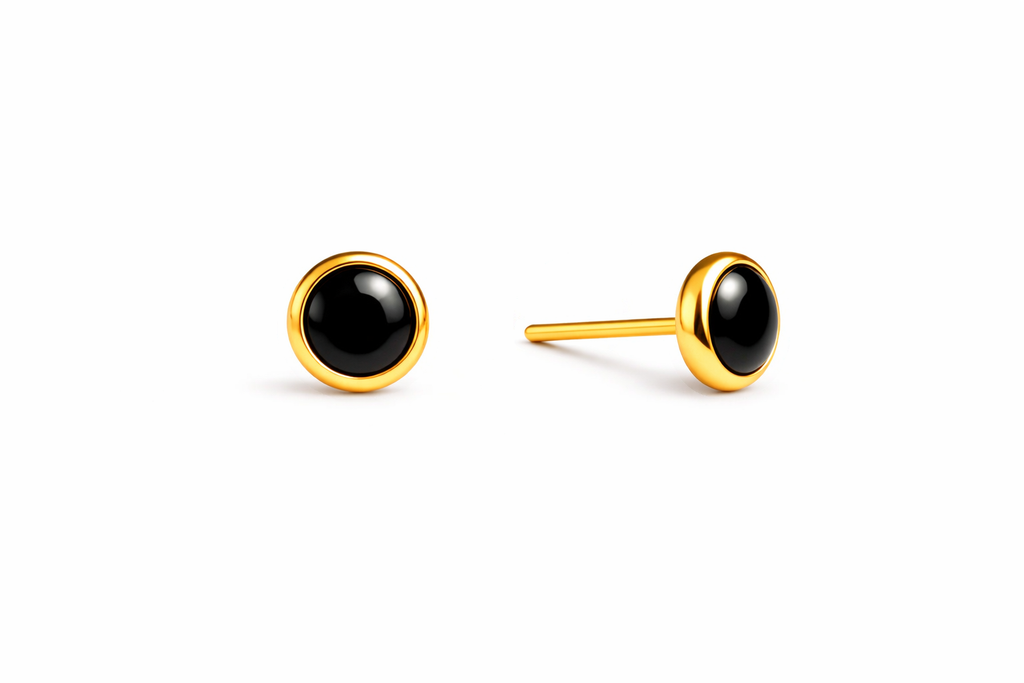 Gold-Filled Black Onyx Stud Earrings