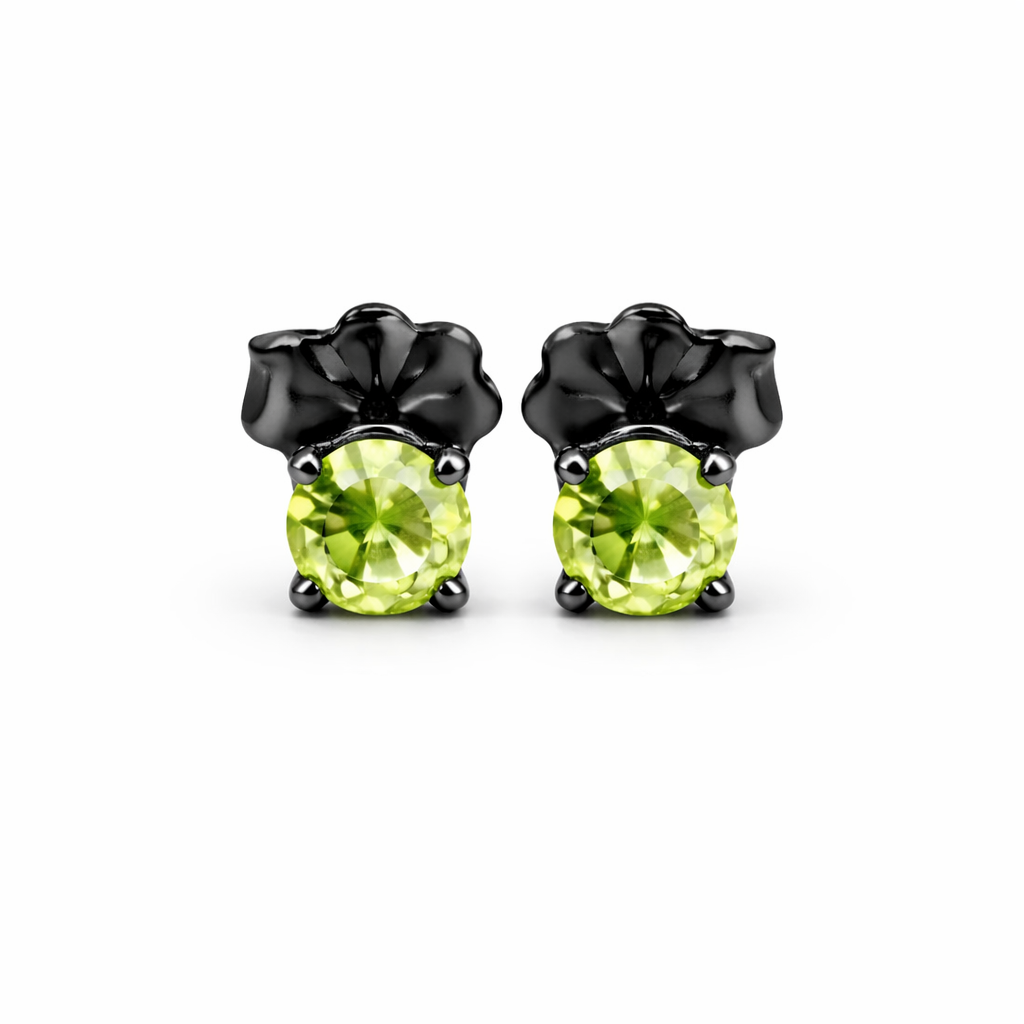 Sterling Silver Green Peridot Stone Stud Earrings