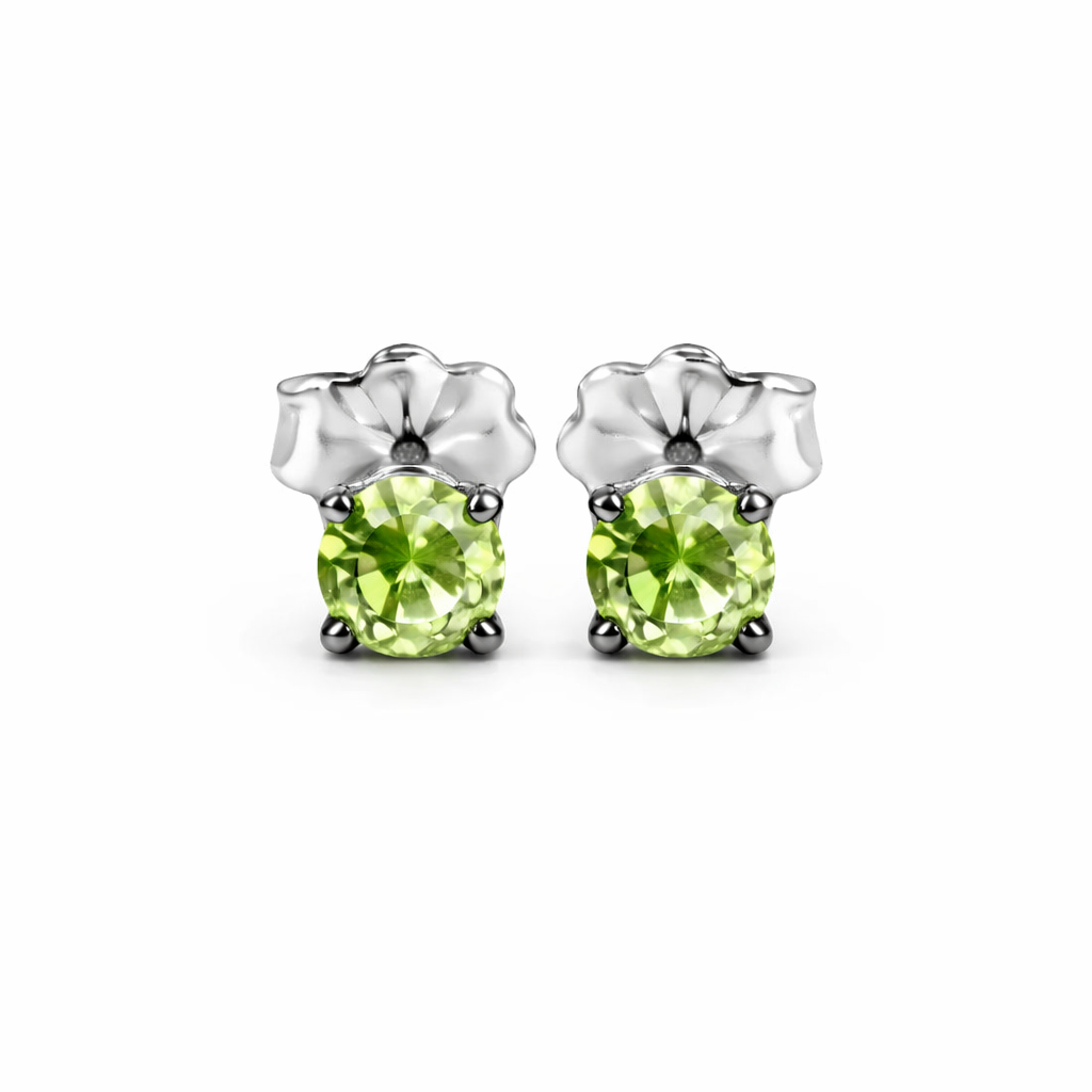 Sterling Silver Green Peridot Stone Stud Earrings
