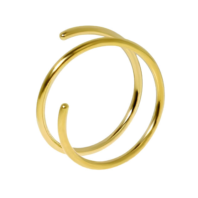 24 GA Left-Side Spiral Twist Double Nose Ring Hoop