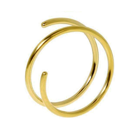 22 GA Yellow Gold Filled Double Nose Ring Hoop for Single Piercing Spiral Twist Nose Hoop for Women Girls