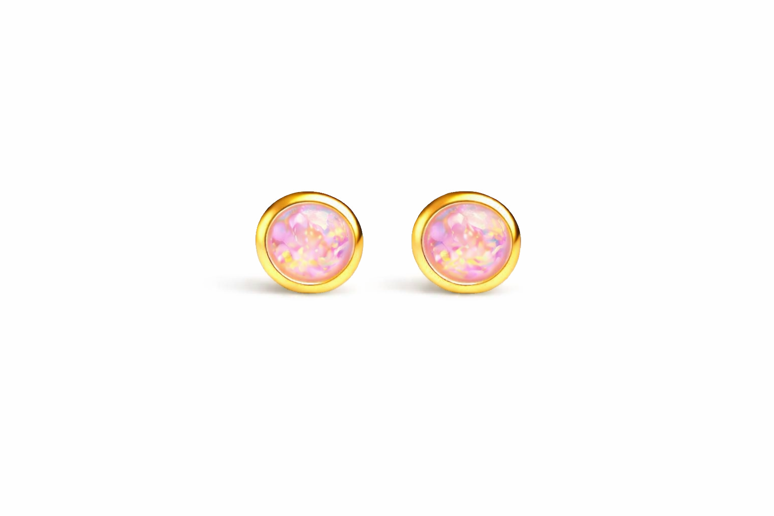 Gold-Filled Pink Opal Stud Earrings