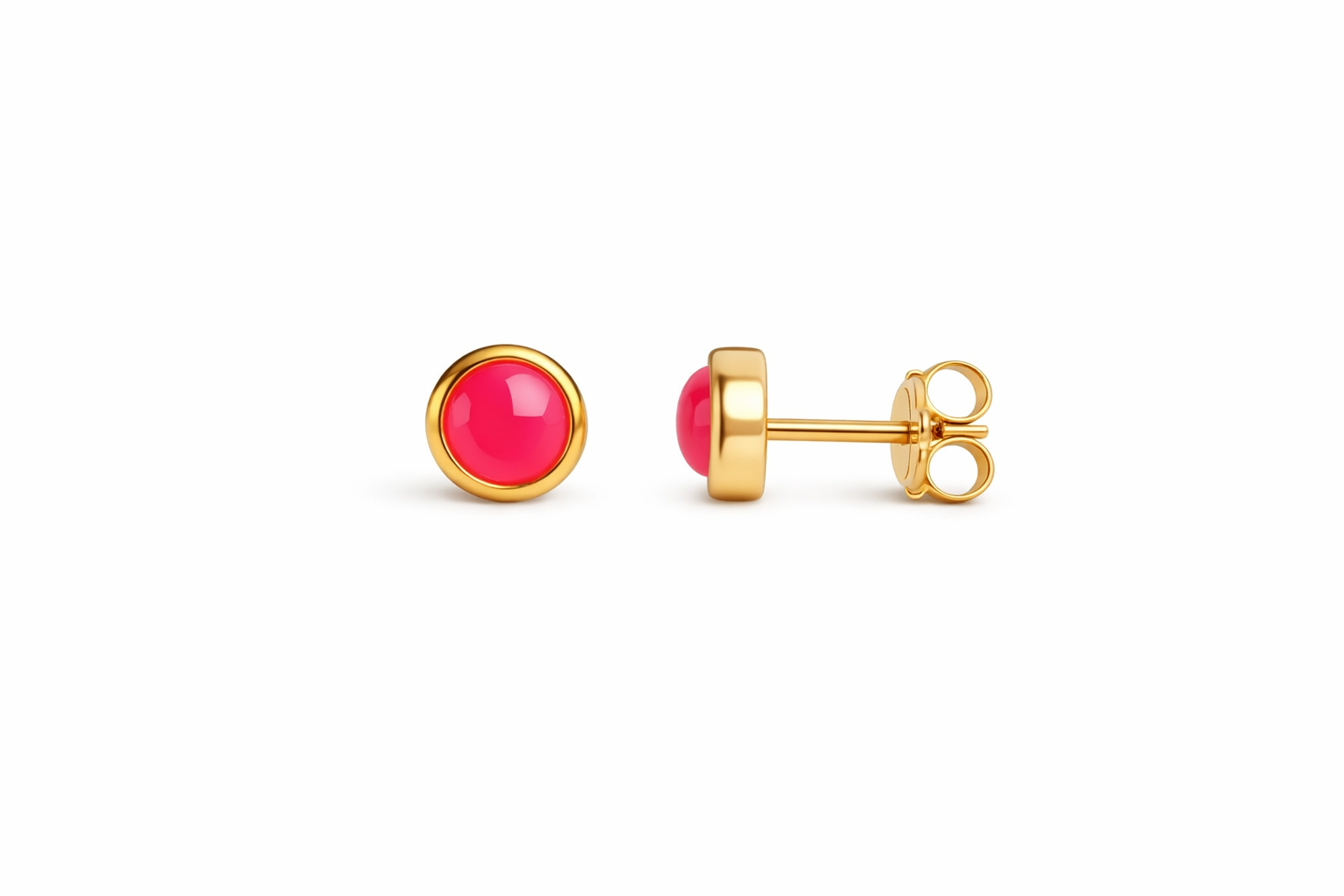 Gold-Filled Pink Chalcedony Stud Earrings