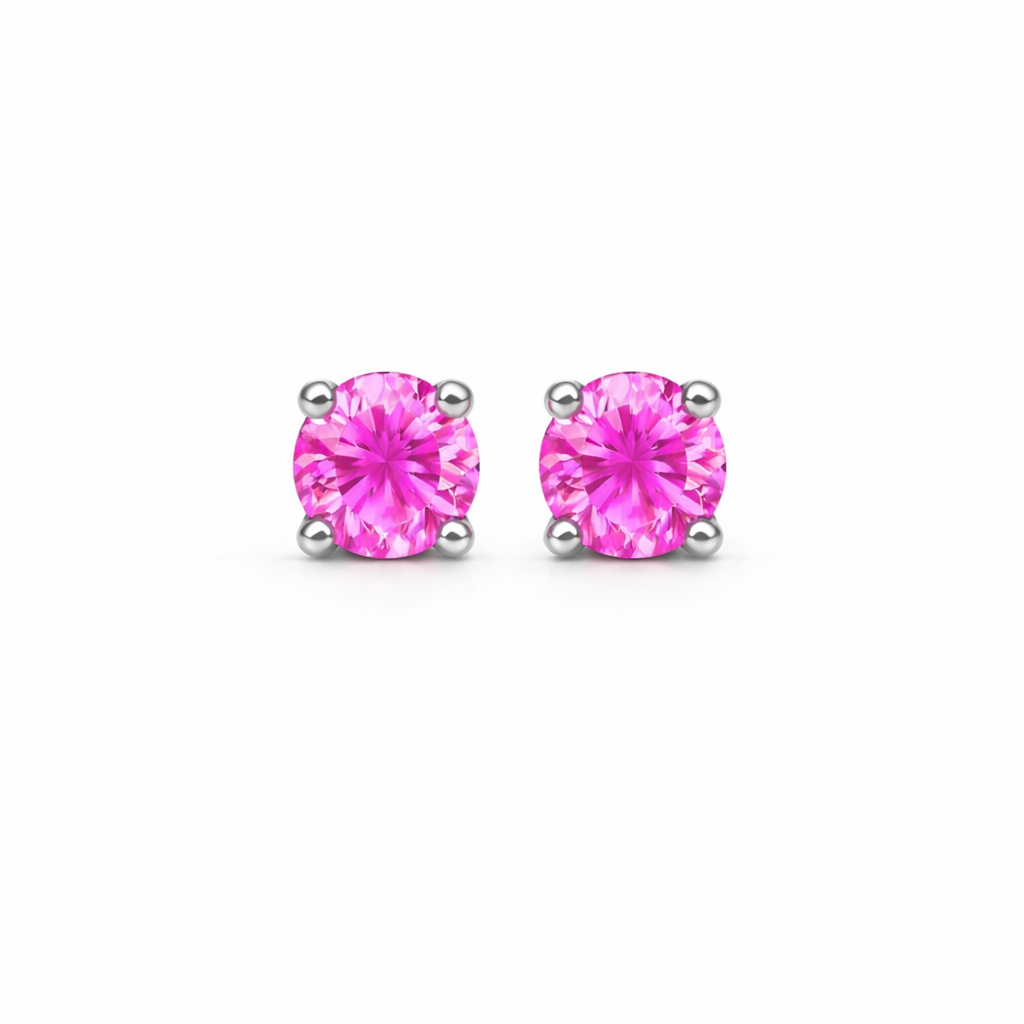 Sterling Silver Ruby Stone Stud Earrings