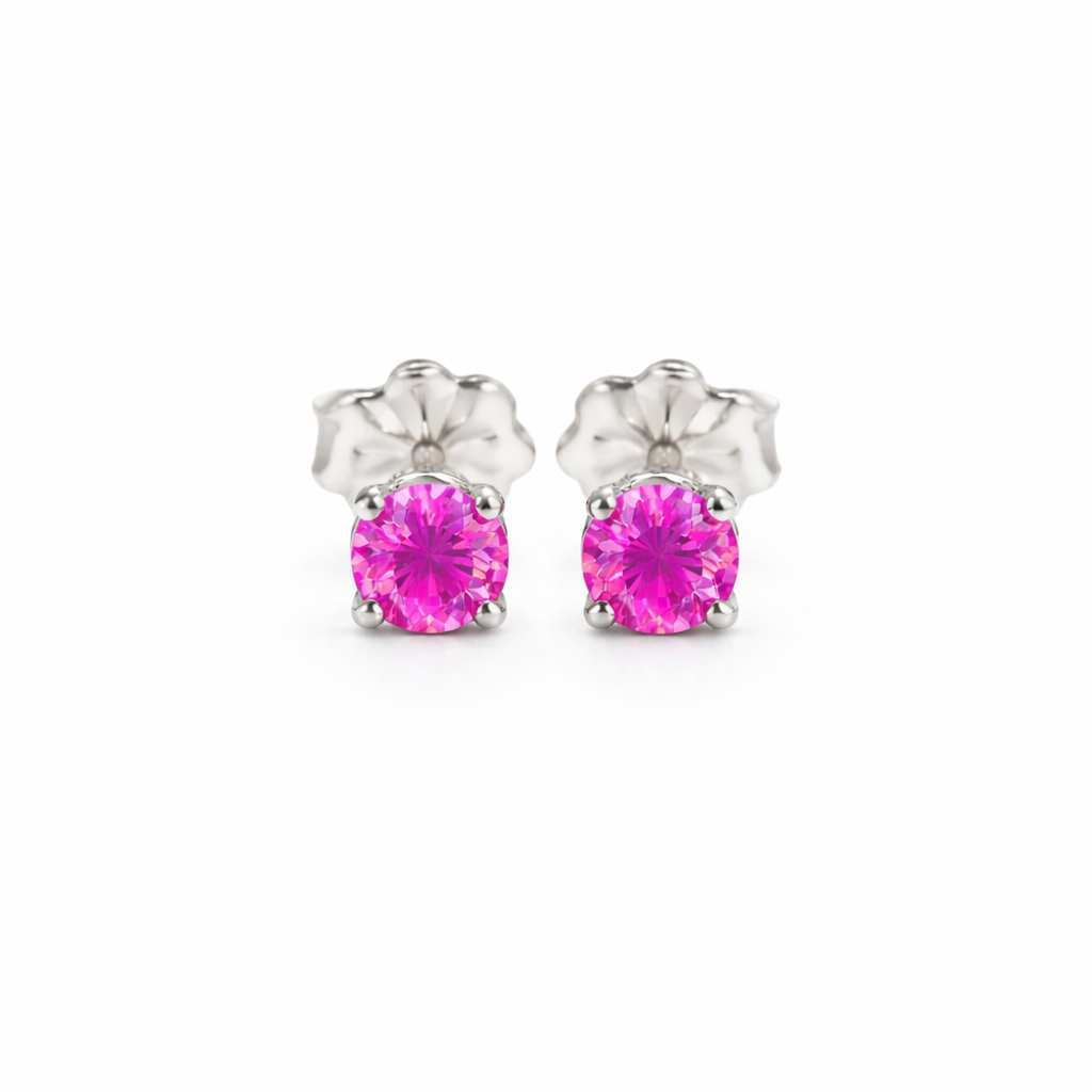 Sterling Silver Ruby Stone Stud Earrings