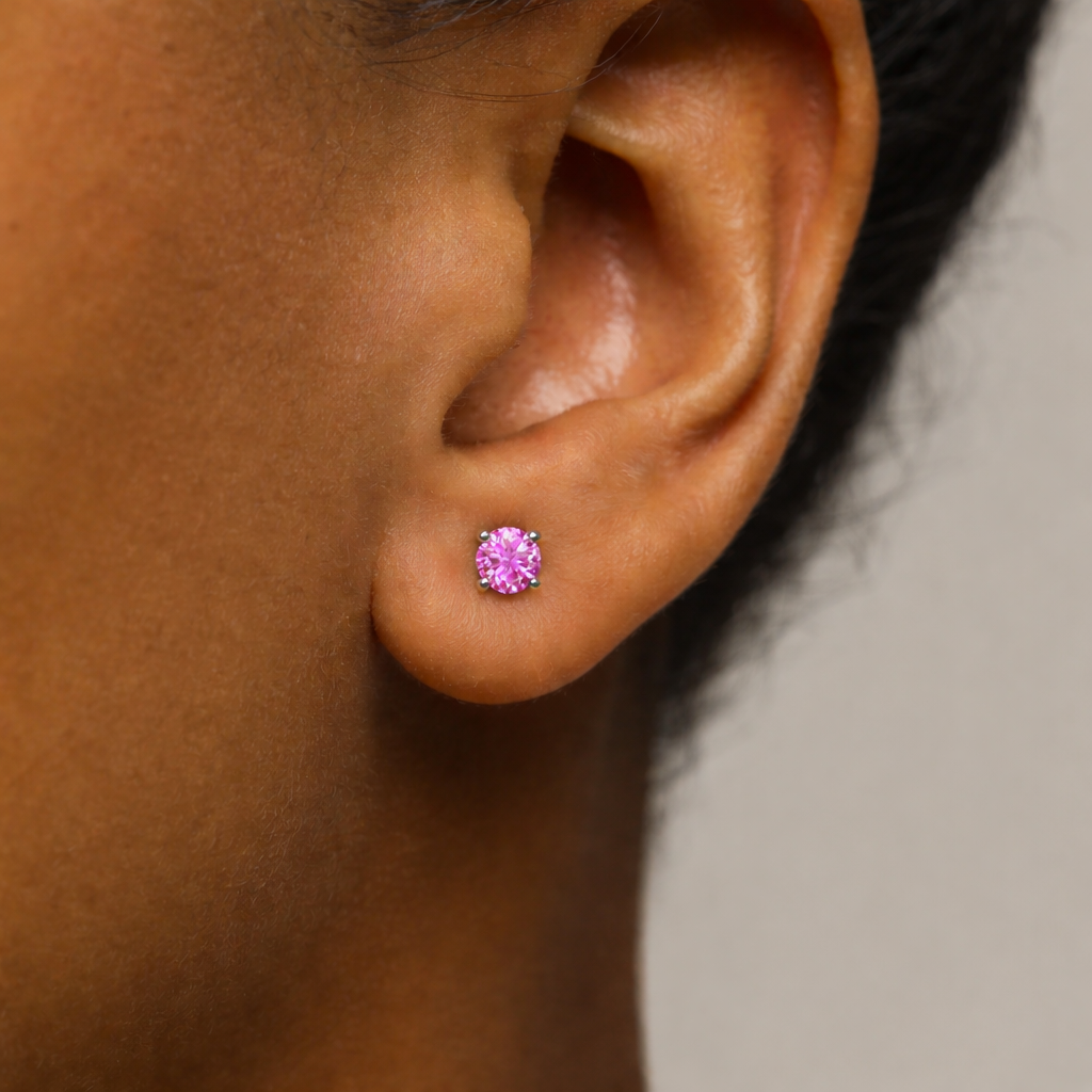 Sterling Silver Ruby Stone Stud Earrings