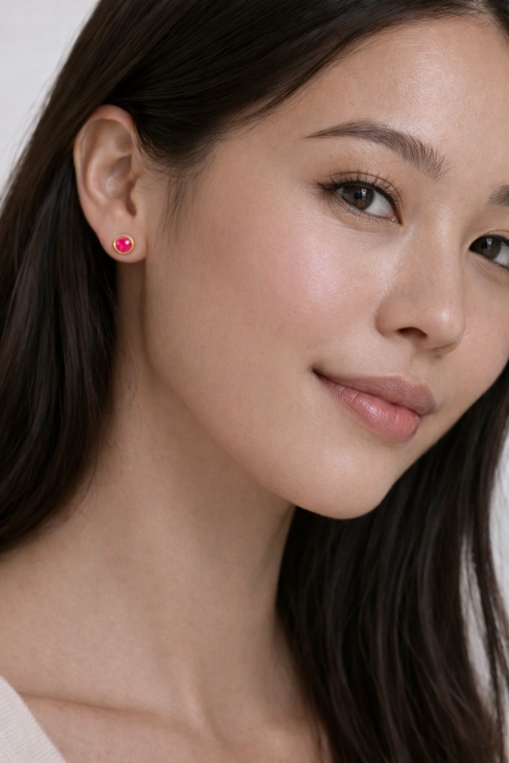 Gold-Filled Pink Chalcedony Stud Earrings