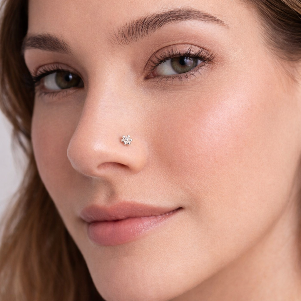 Sterling Silver Flower Nose Screw