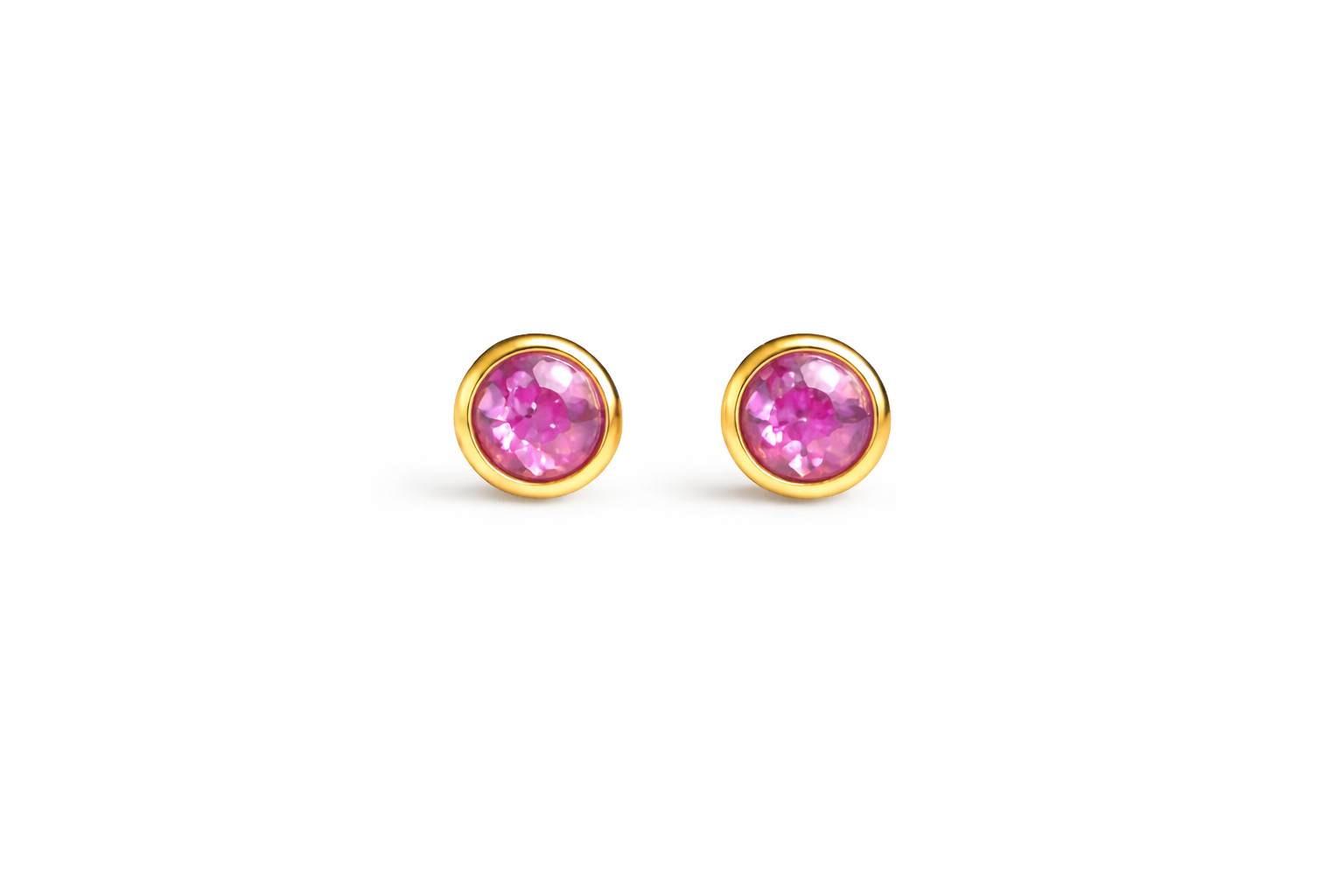 Gold-Filled Pink Tourmaline Stud Earrings