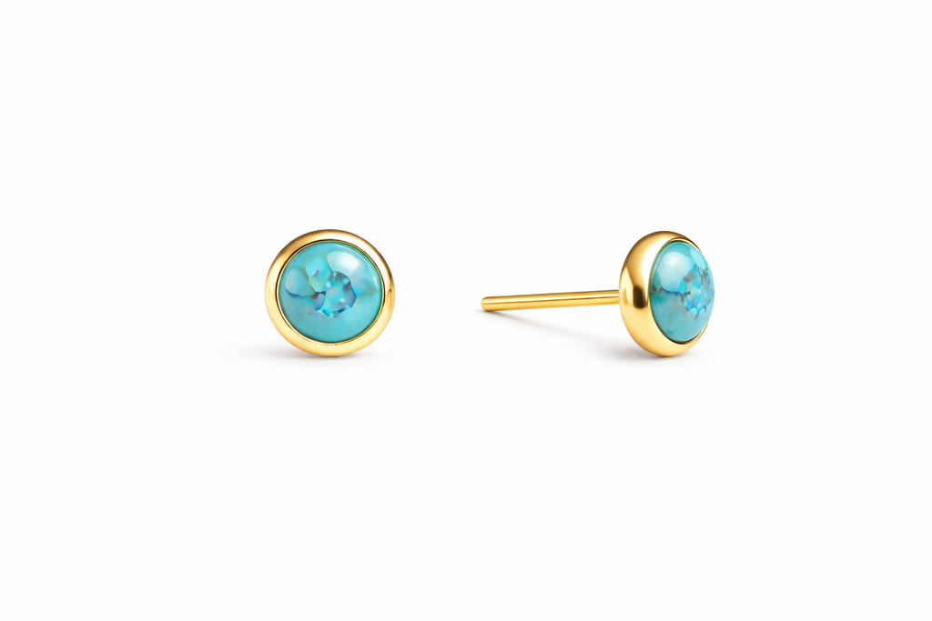 Gold-Filled Matte Turquoise Stud Earrings