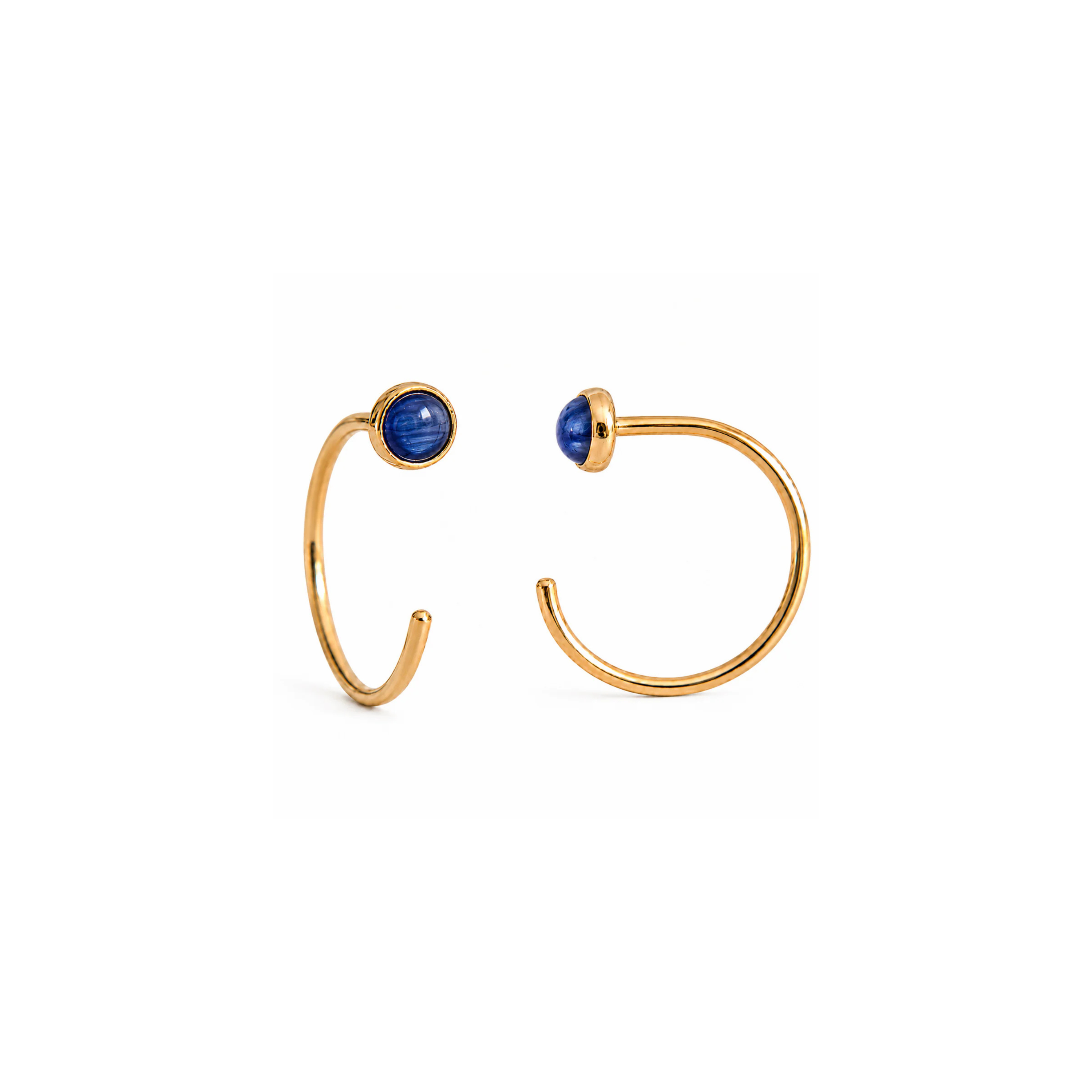 Gold-Filled Blue Kyanite Half Hoop Earrings
