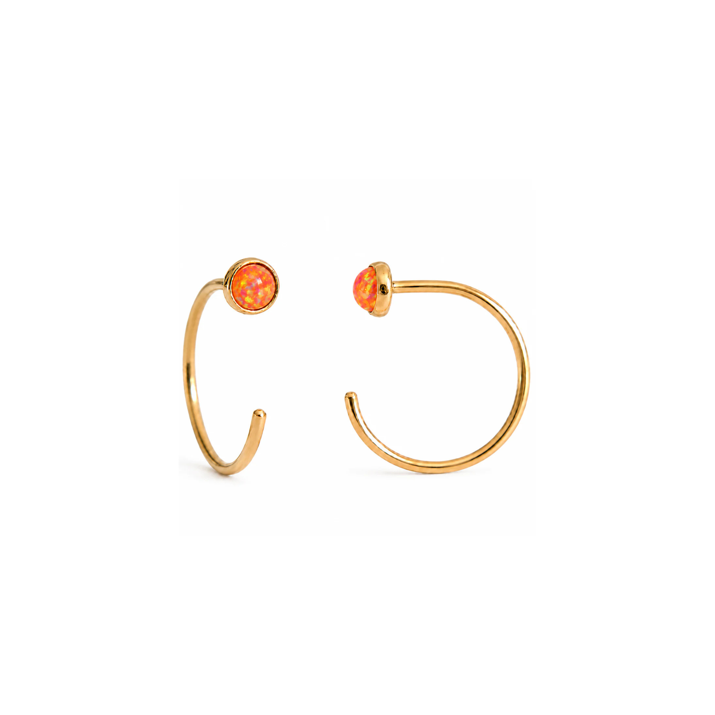 Gold-Filled Orange Opal Half Hoop Earrings