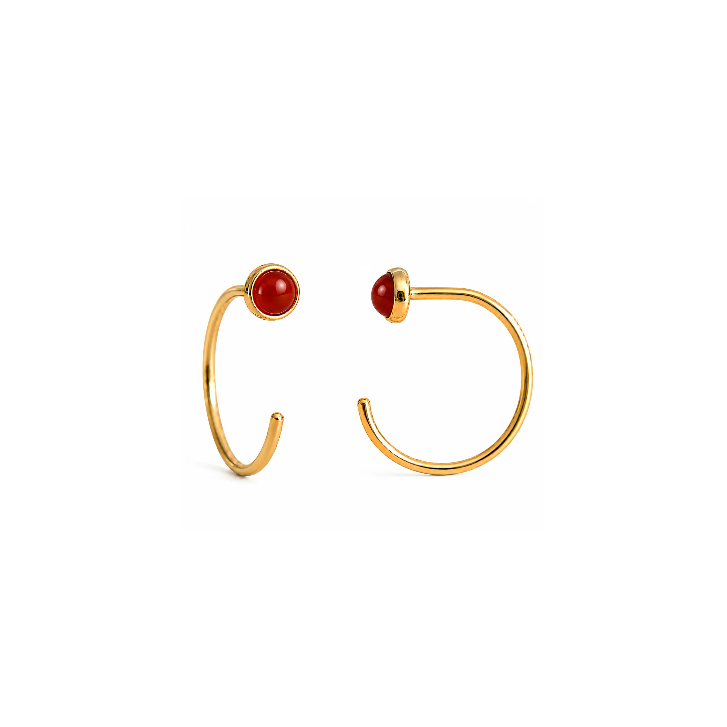 Gold-Filled Red Carnelian Half Hoop Earrings