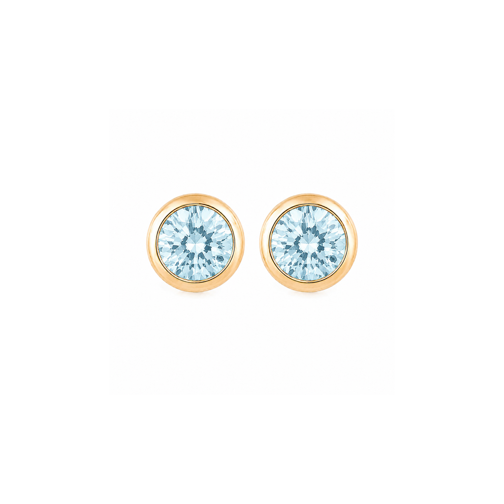 Solid Gold Natural Swiss Topaz Stud Earrings