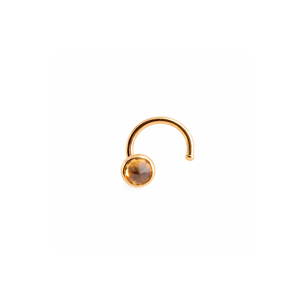Solid Gold Citrine Nose Screw Stud
