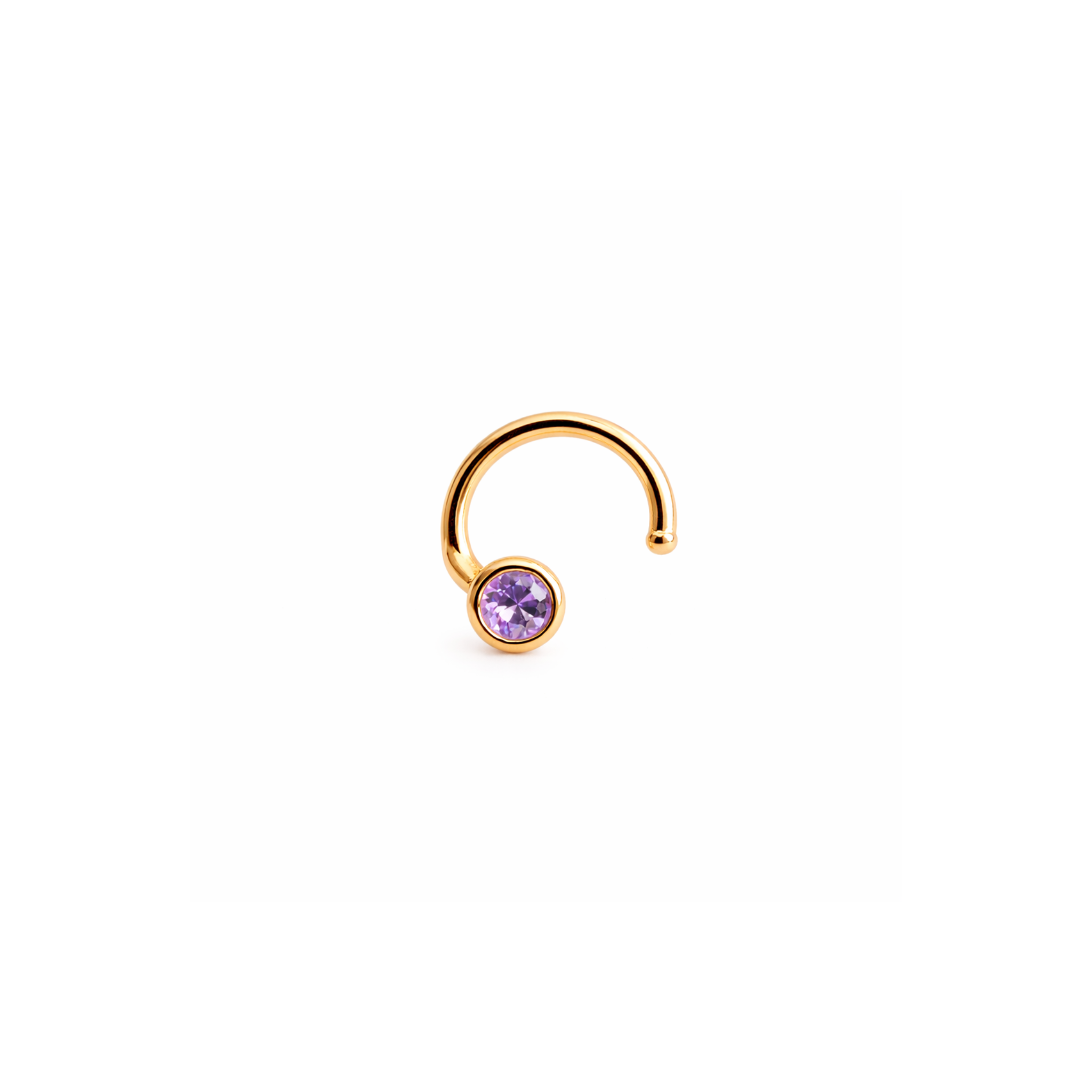 Solid Gold Amethyst Nose Screw