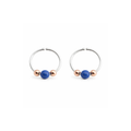 Sterling Silver with Lapis Lazuli Extra Thin Hoop Earrings