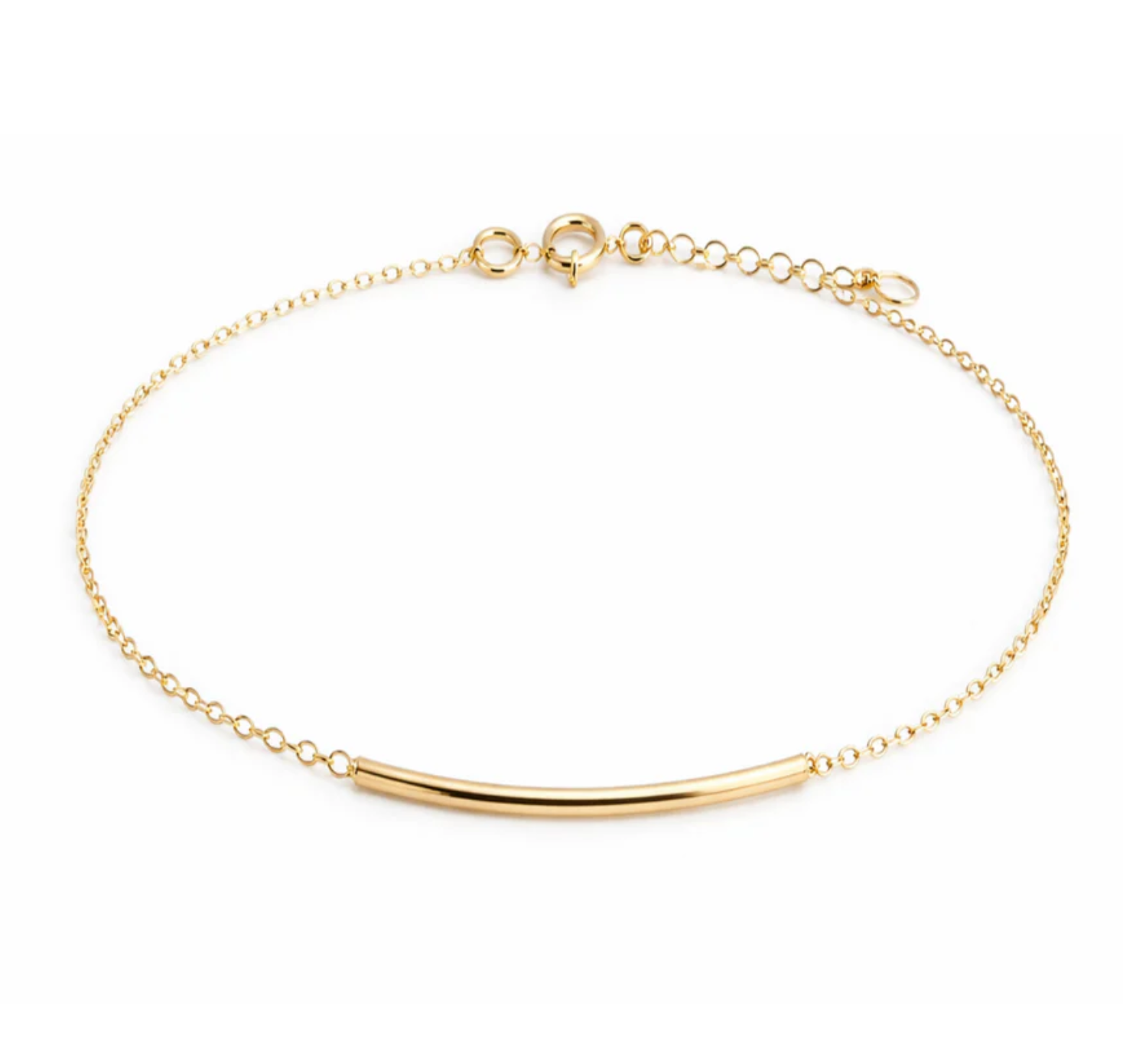 Gold-Filled Tube Chain Anklet