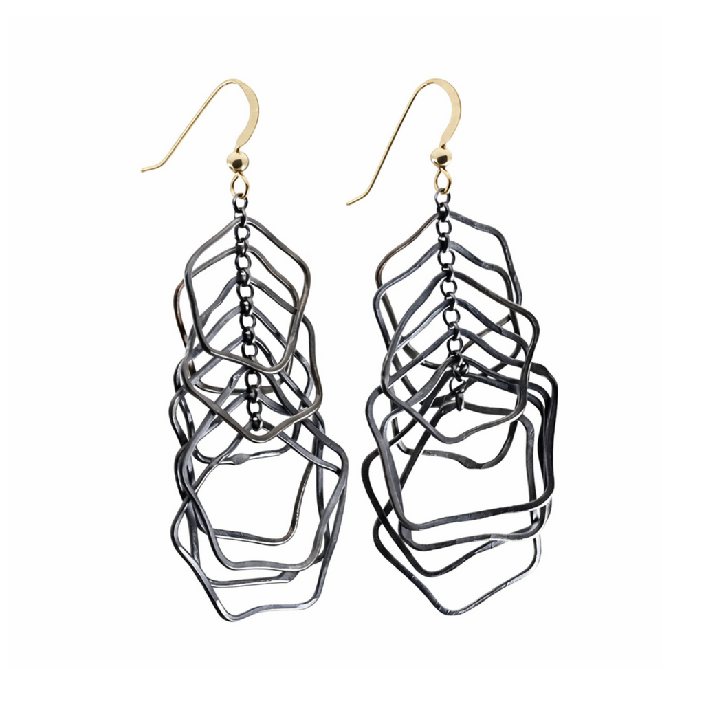 Two-Tone Geometric Dangle Earrings