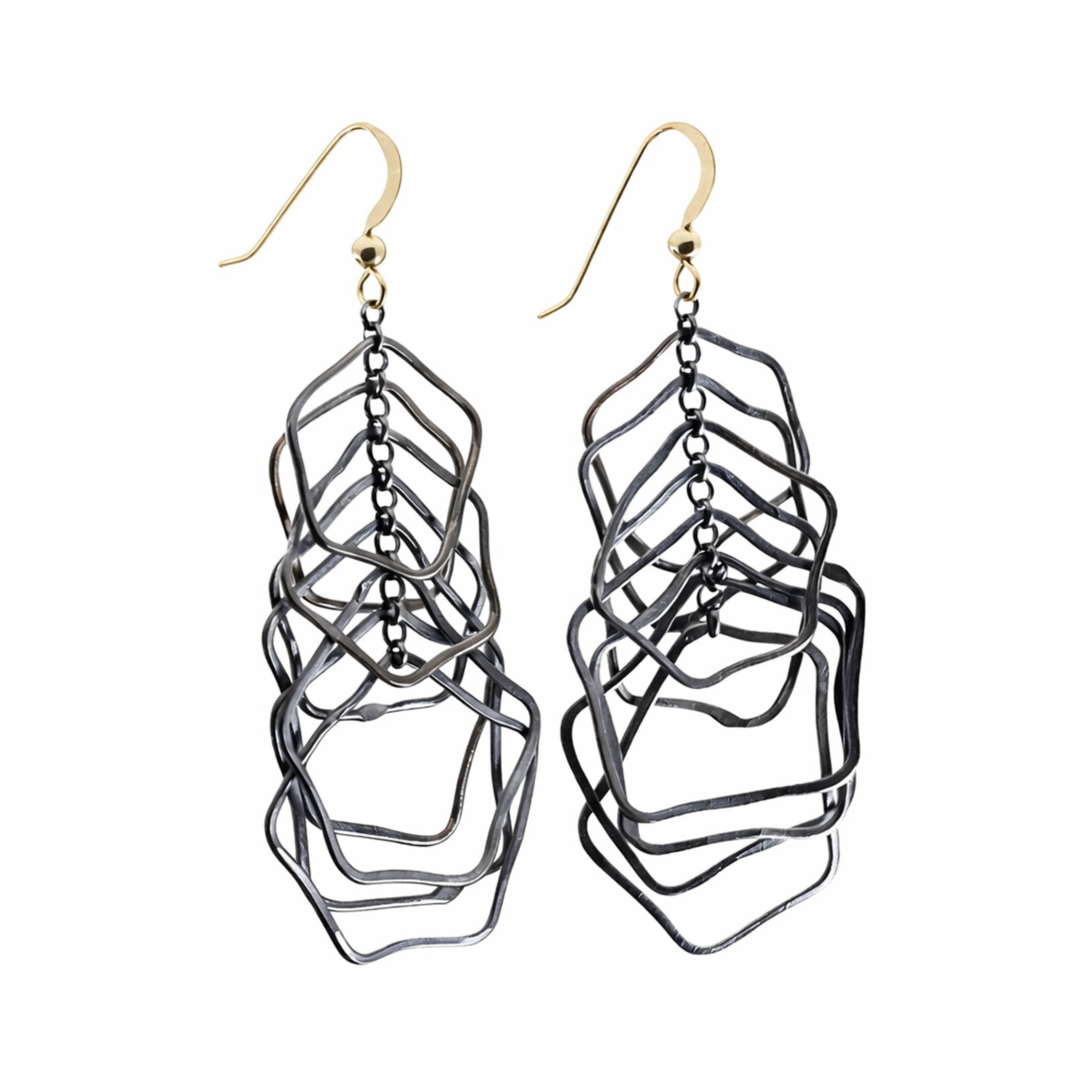 Two-Tone Geometric Dangle Earrings