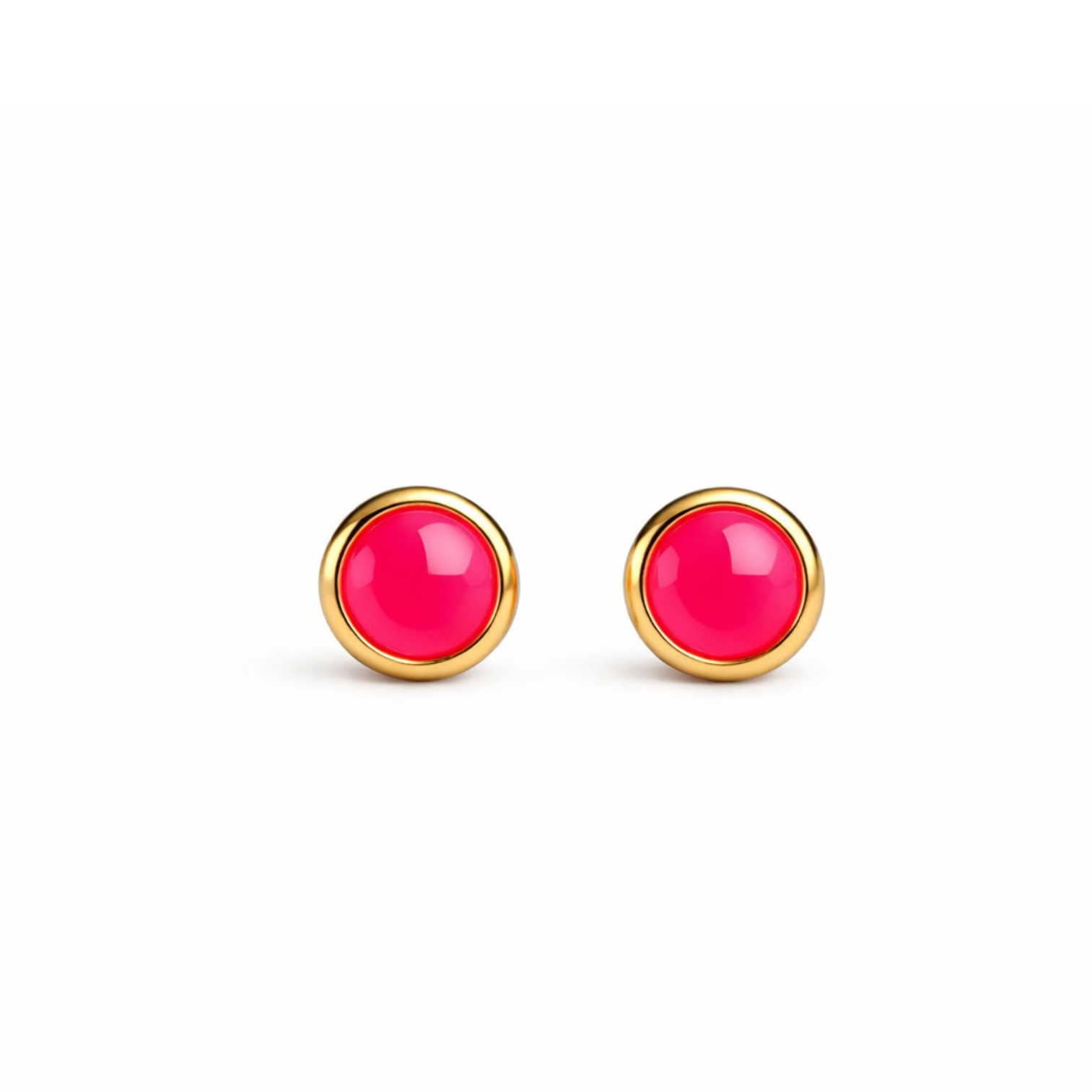 Gold-Filled Pink Chalcedony Stud Earrings
