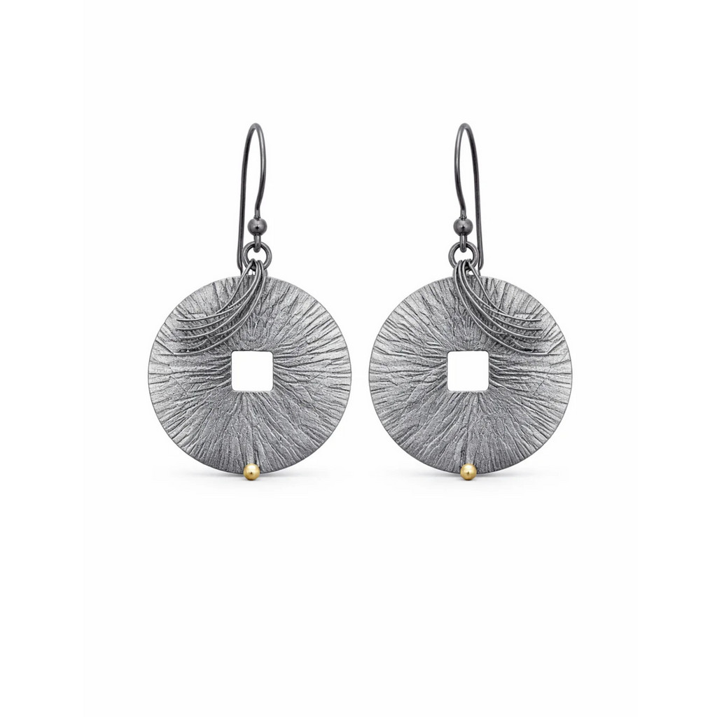 Sterling Silver & 14K Gold Two Tone Disc Hoop Earrings