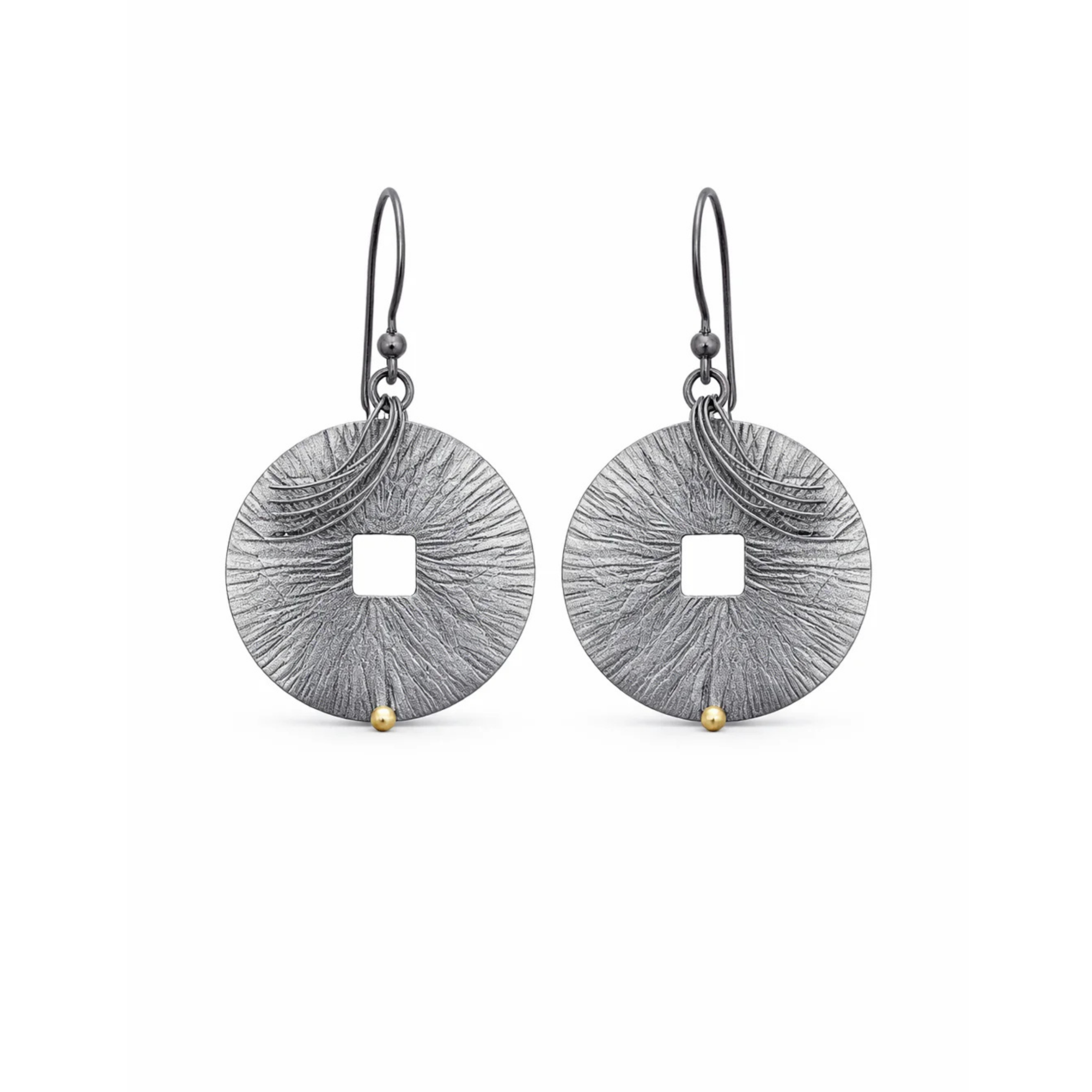 Sterling Silver & 14K Gold Two Tone Disc Hoop Earrings