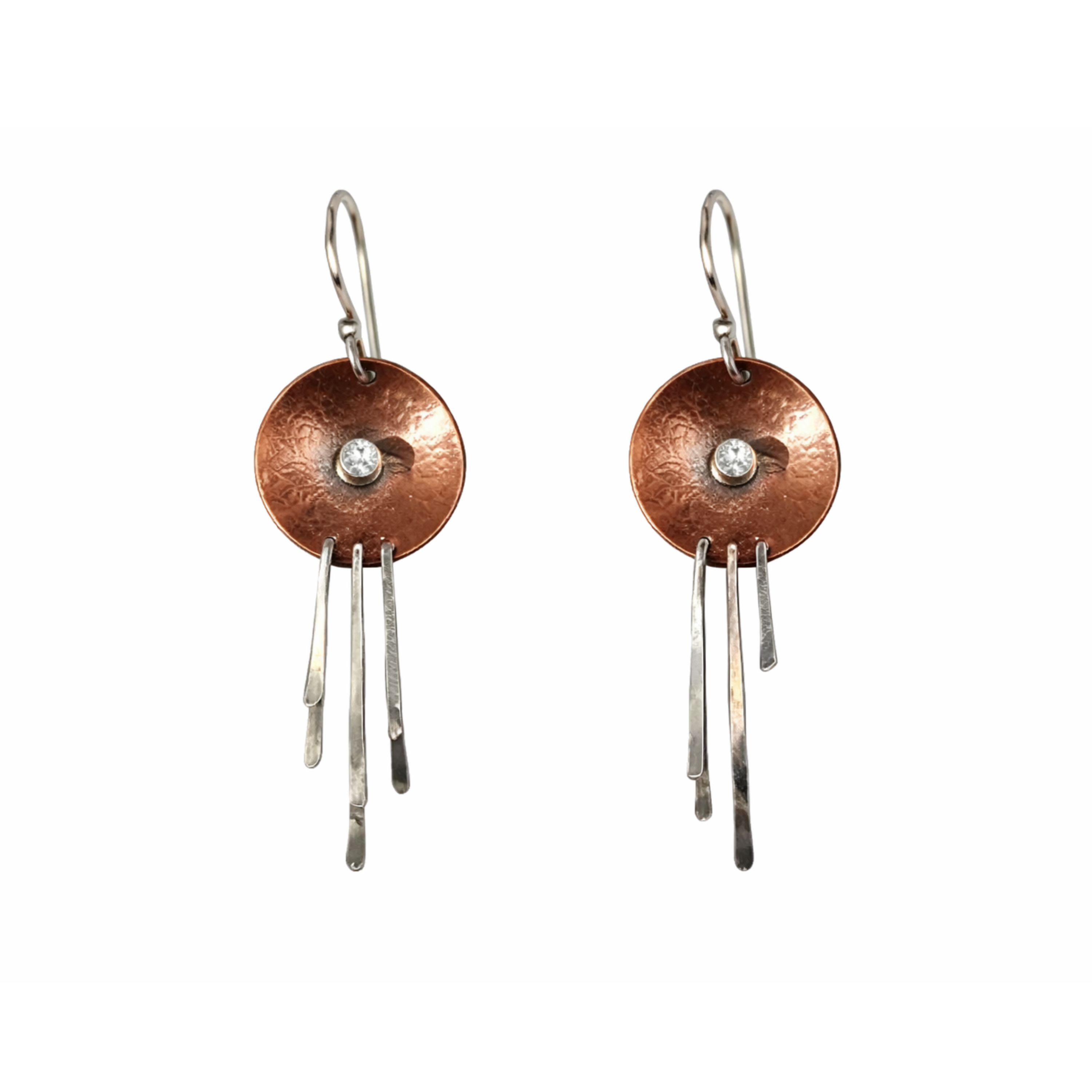 Copper & Sterling Silver CZ Earrings