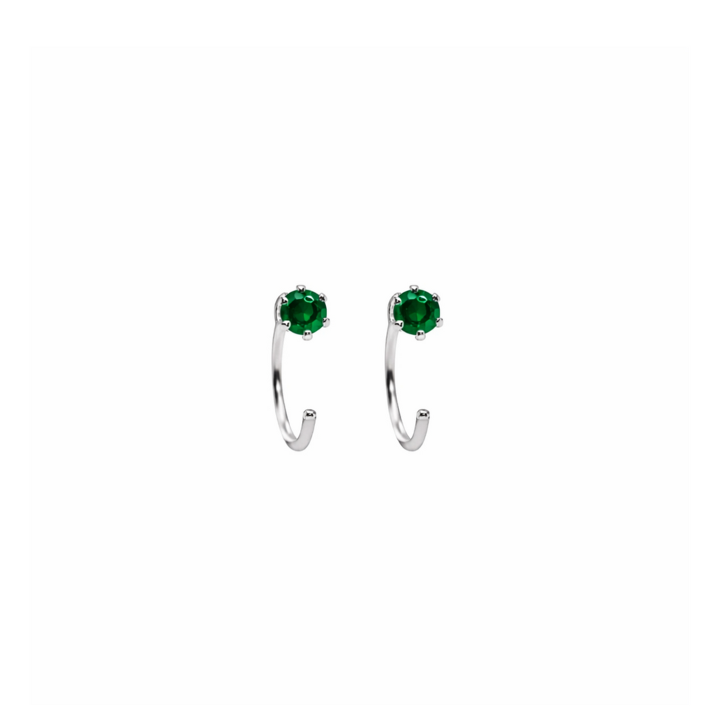 Emerald Half Hoop Earrings