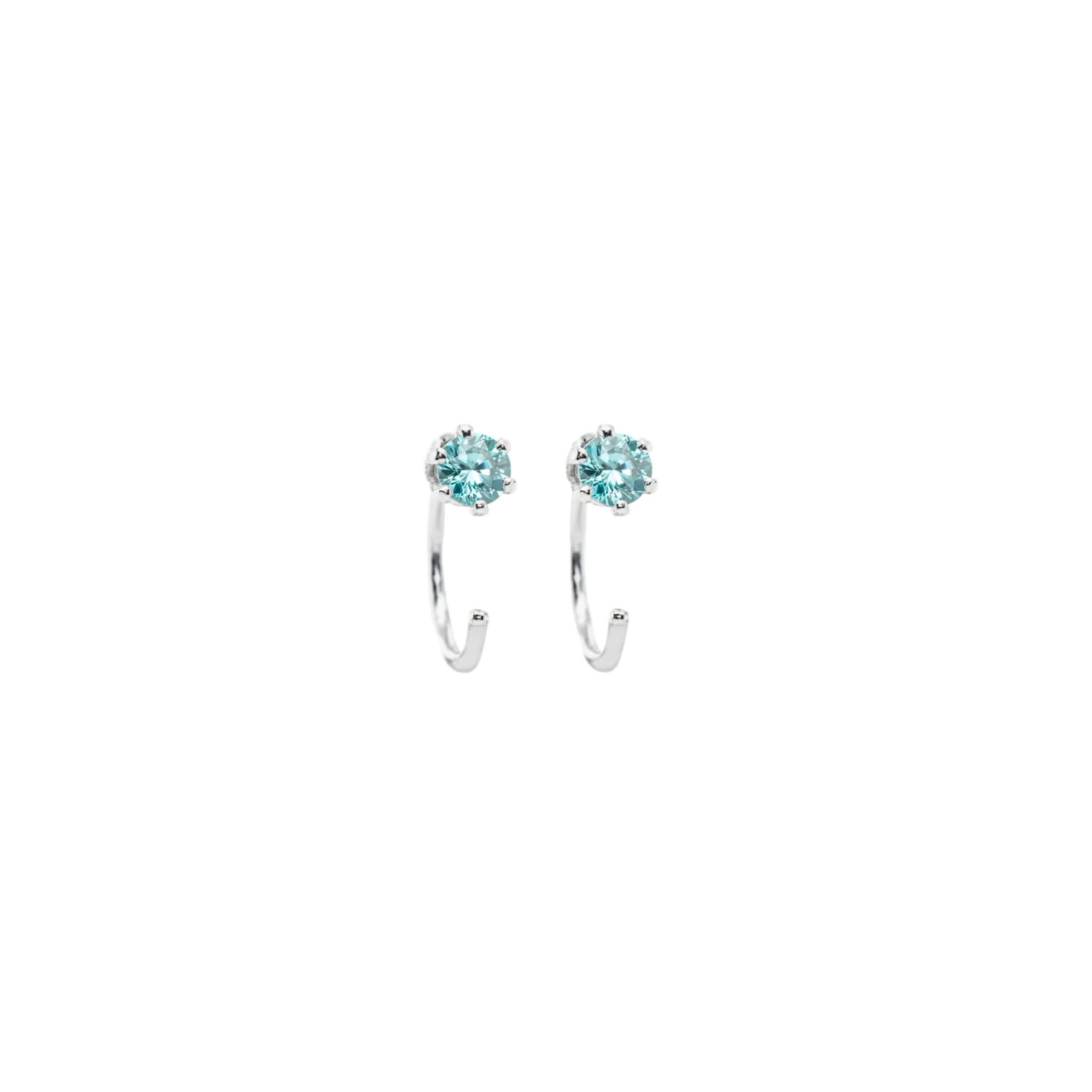 Sterling Silver Aquamarine Hoop Earrings