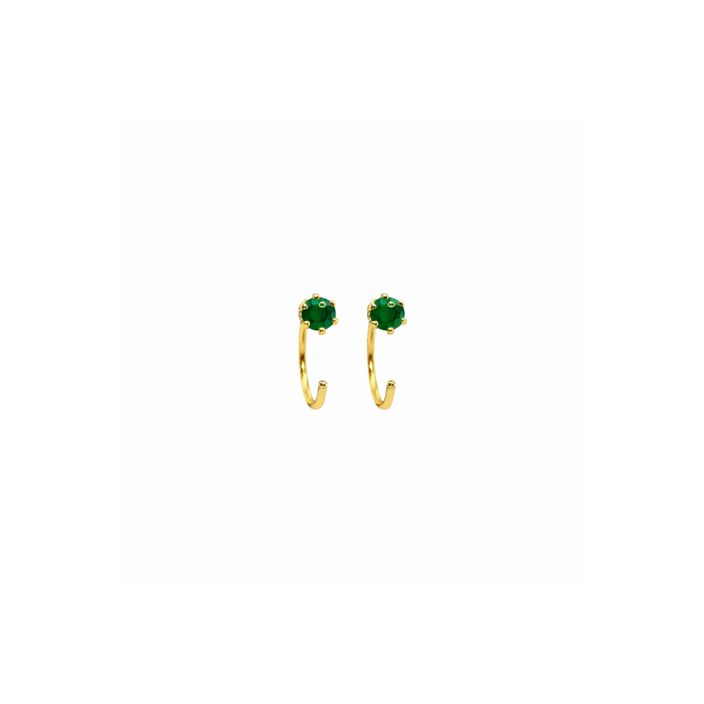 Emerald Half Hoop Earrings