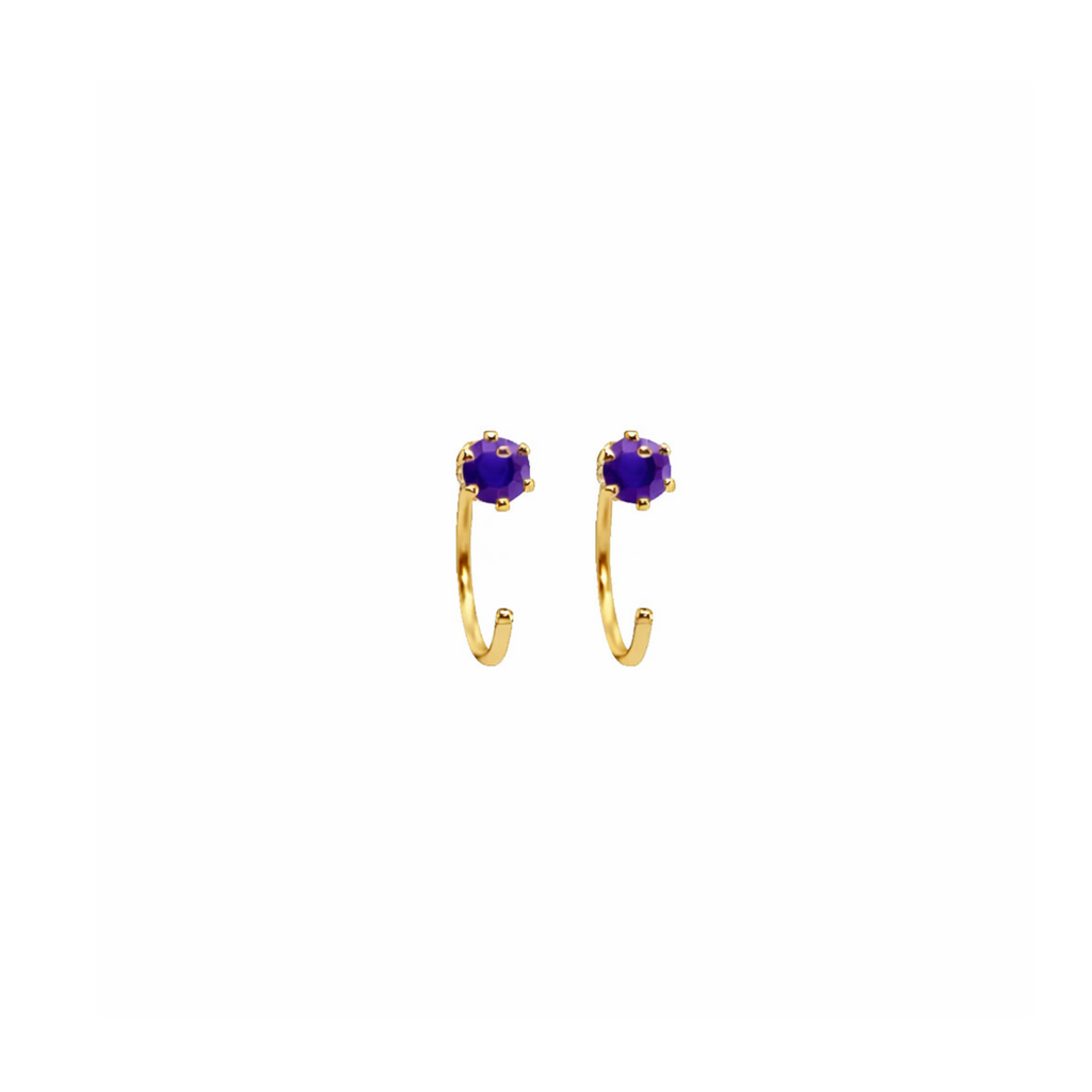 Amethyst Half Hoop Earrings