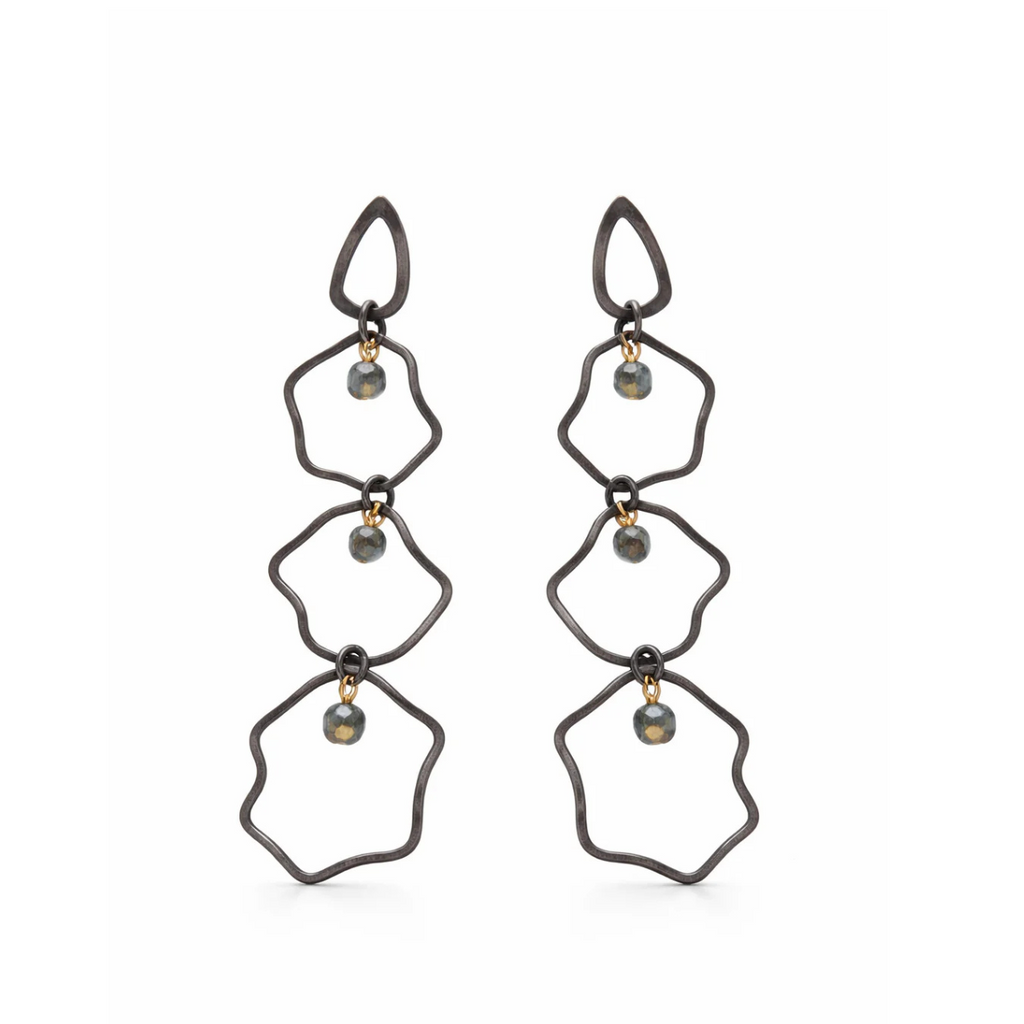 Sterling Silver Tundra Sapphire Long Dangle Earrings
