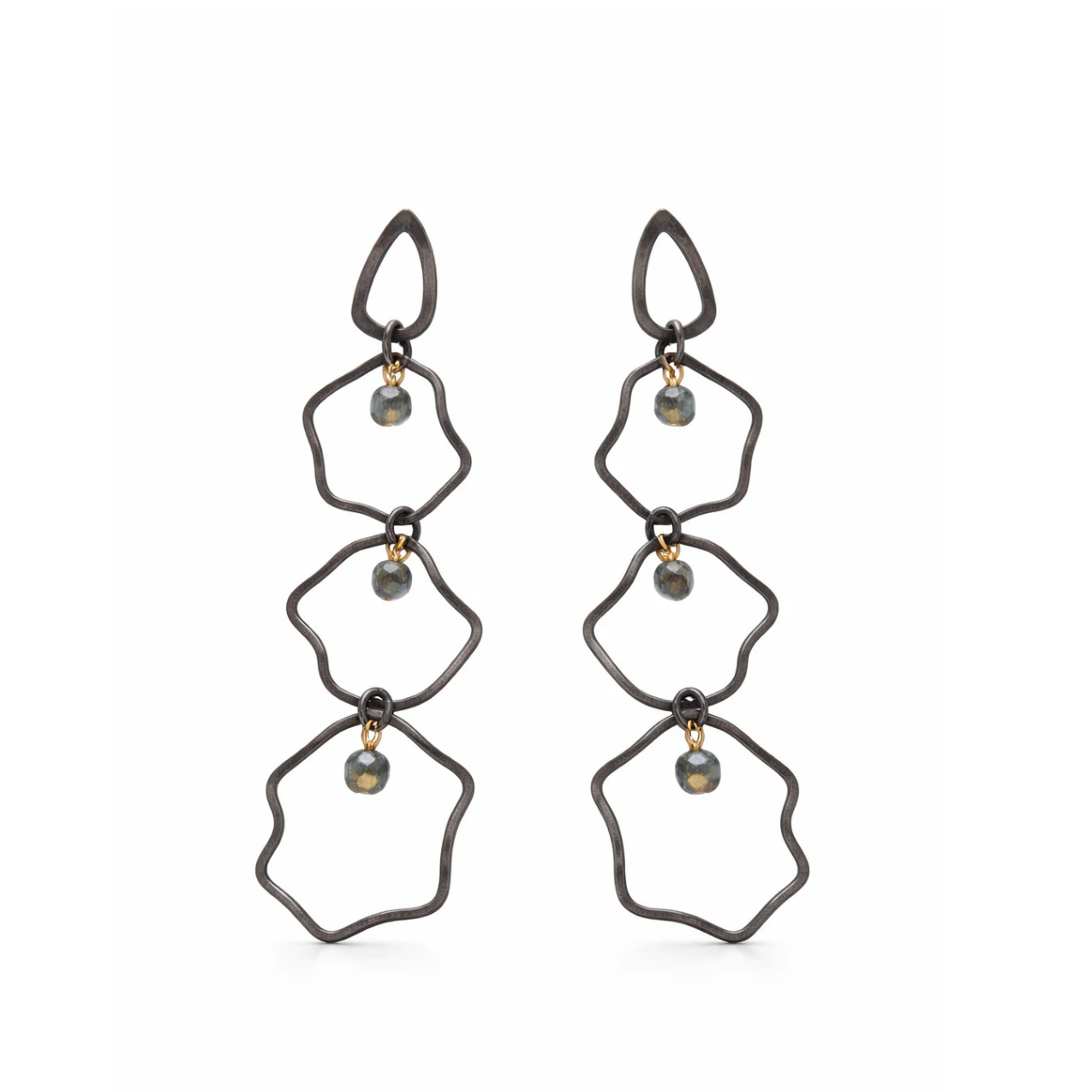 Sterling Silver Tundra Sapphire Long Dangle Earrings