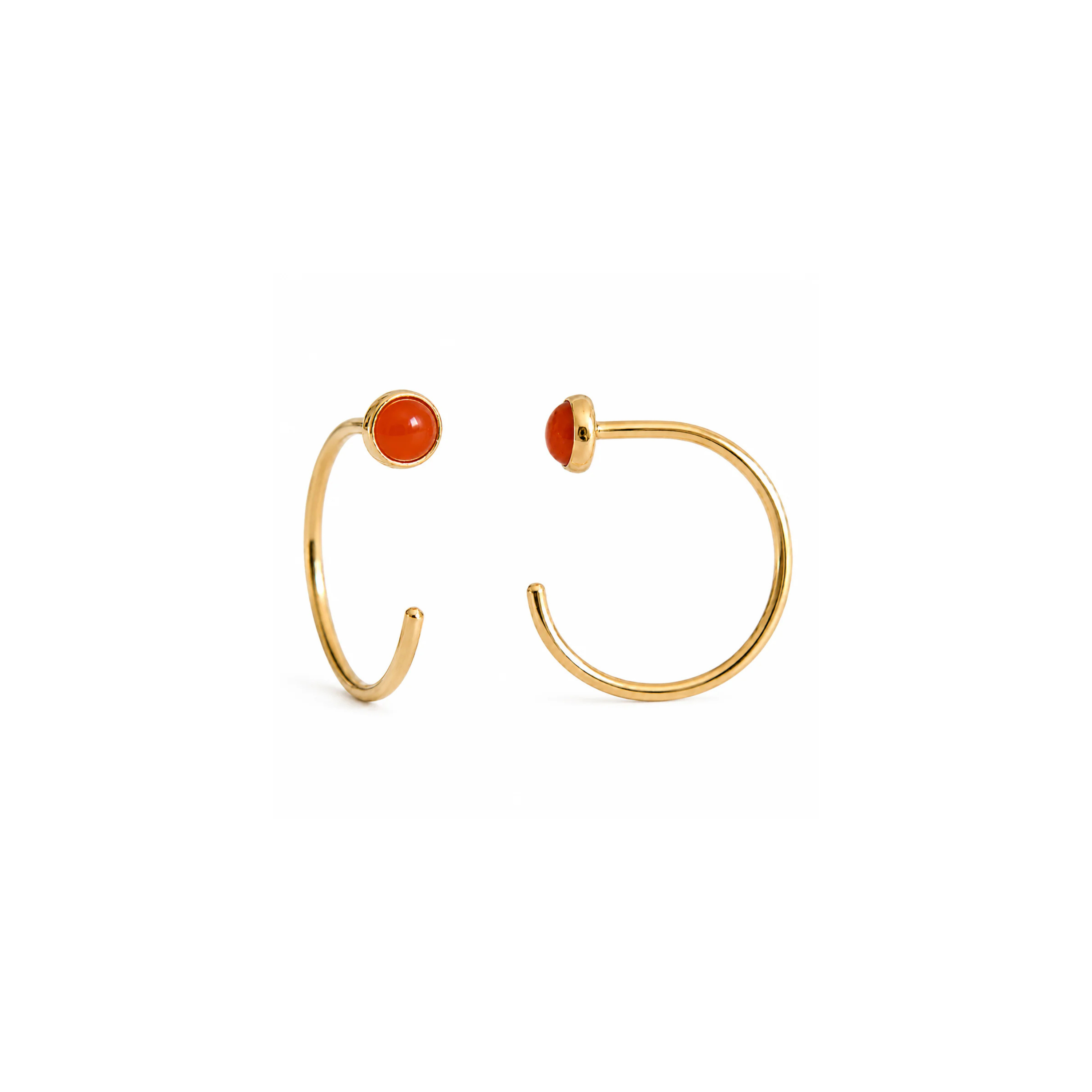 Gold-Filled Orange Carnelian Half Hoop Earrings