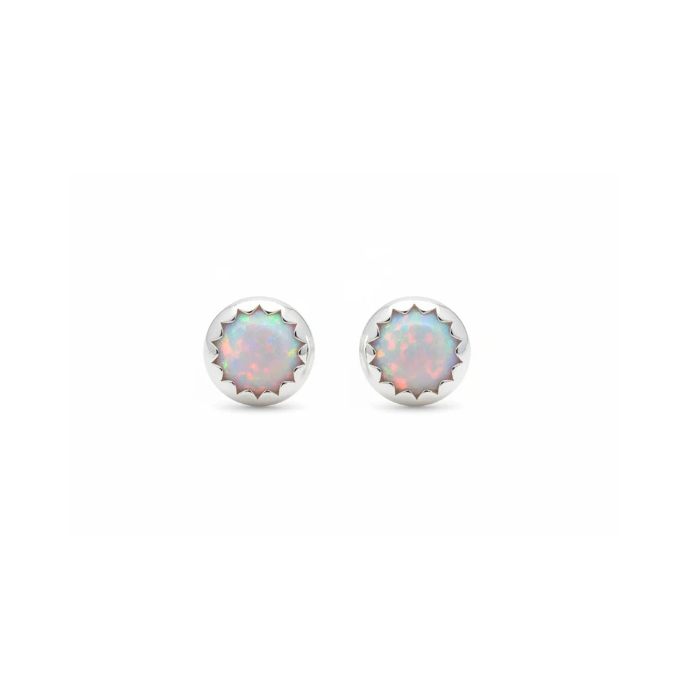 Sterling Silver Rainbow Opal Stud Earrings