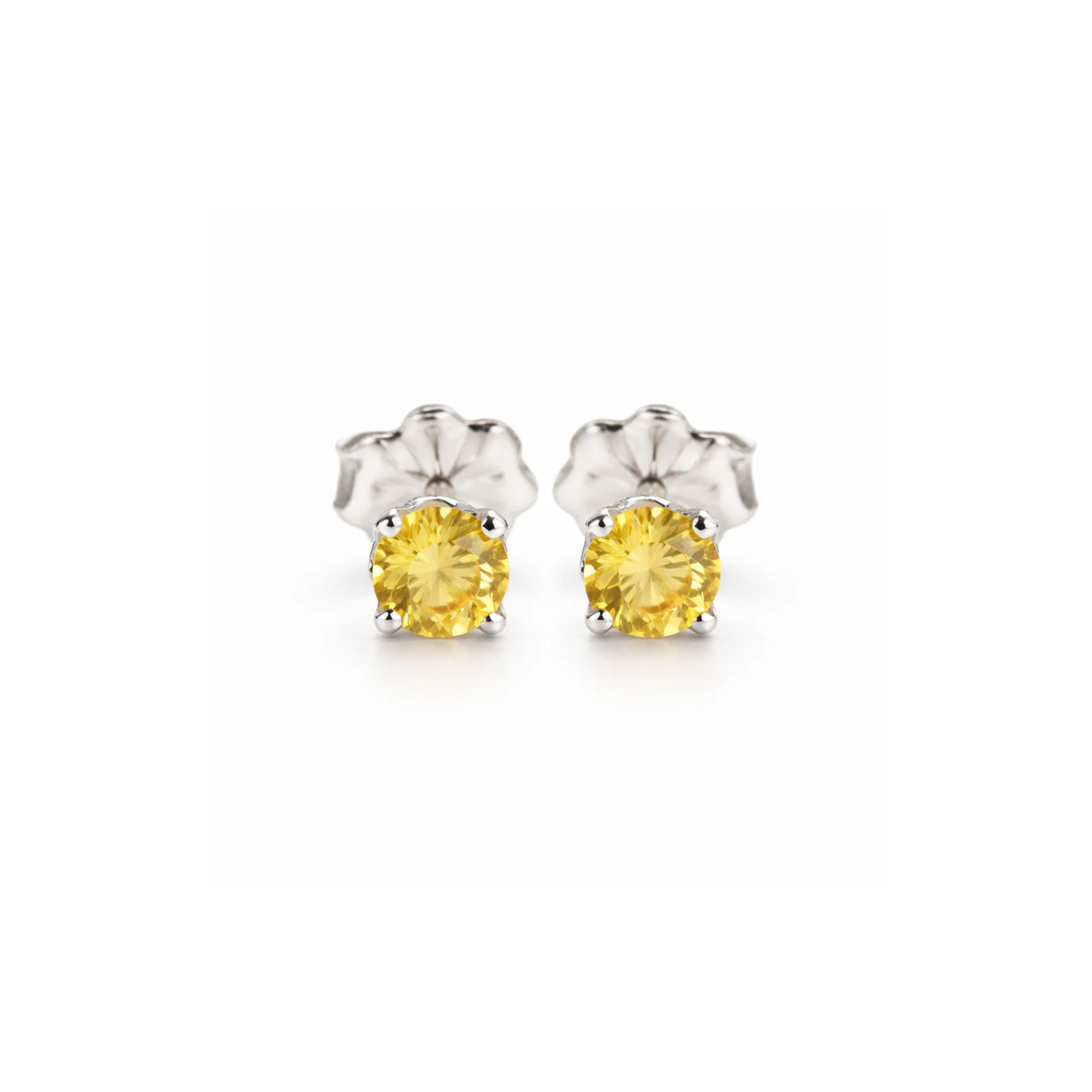 Sterling Silver Citrine Stone Stud Earrings