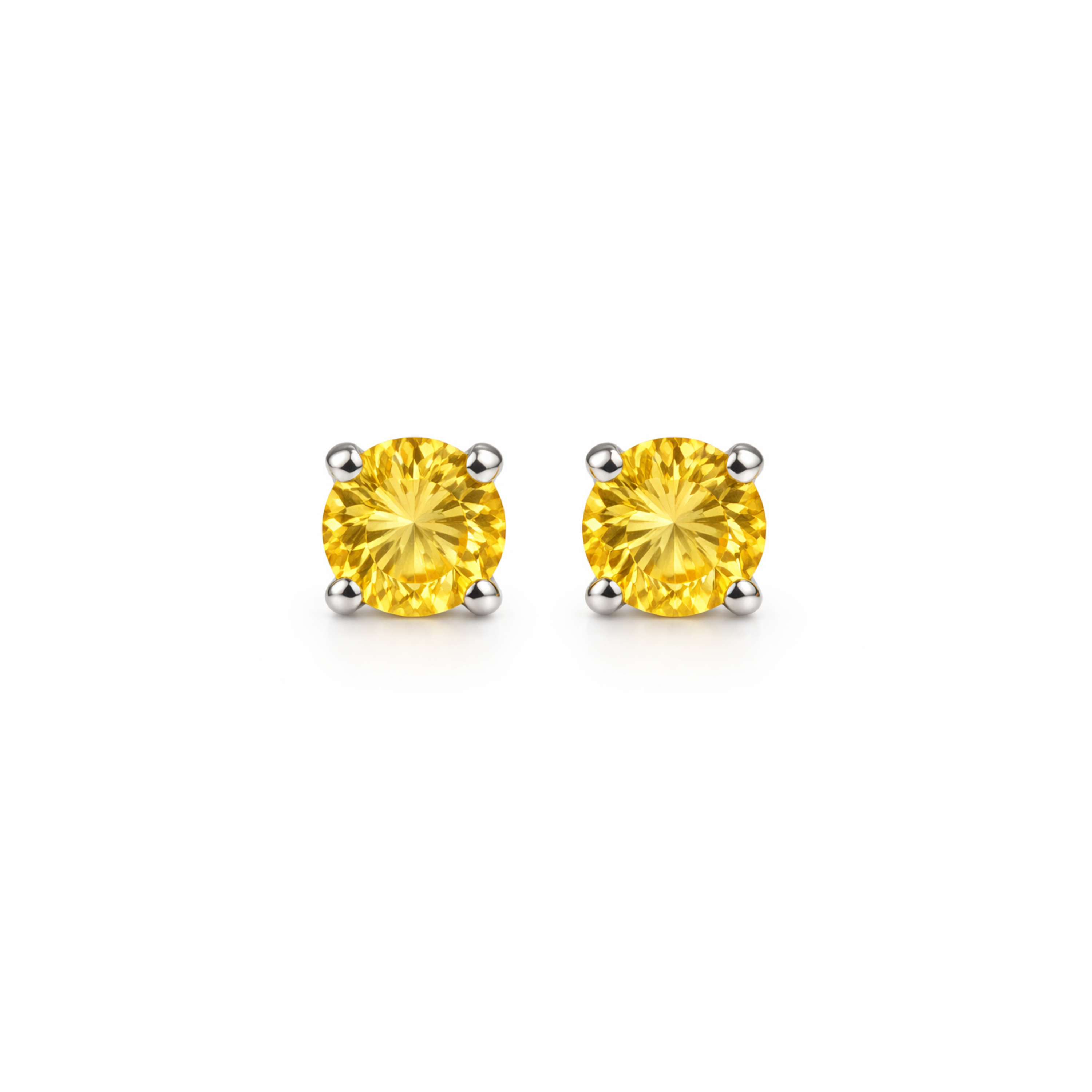 Sterling Silver Citrine Stone Stud Earrings